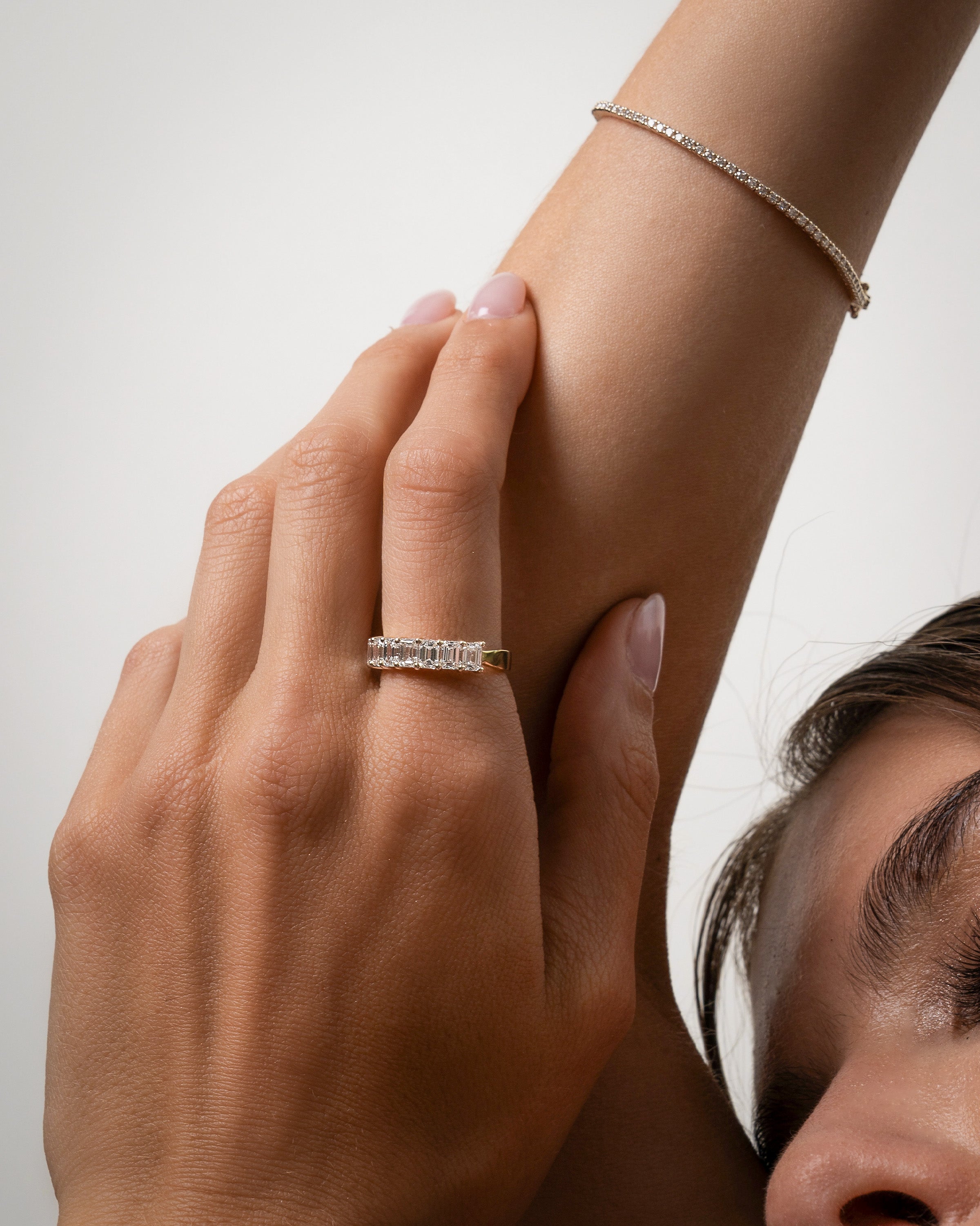Lab Diamond Emerald Halfway Band Zoe Lev Jewelry