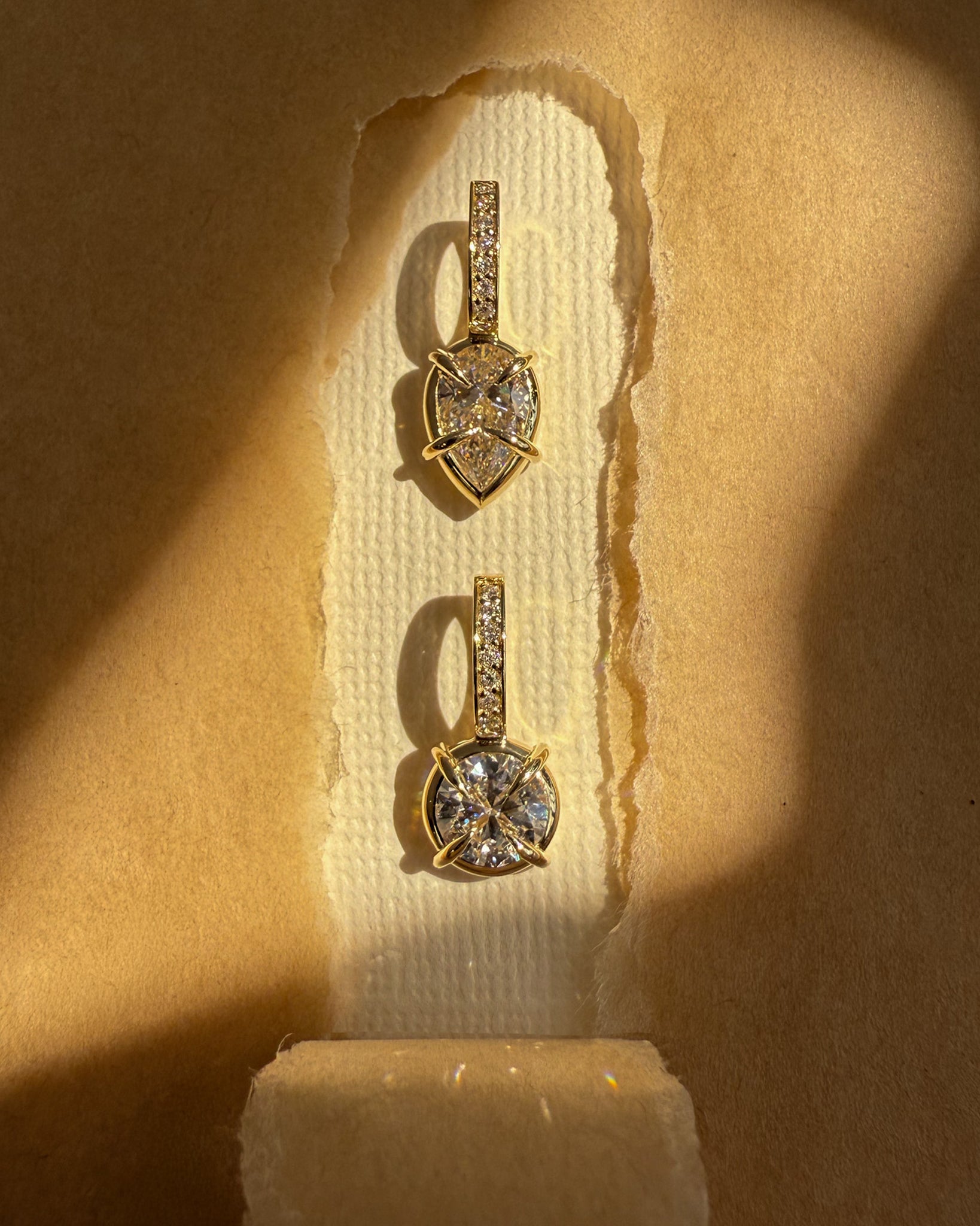 Lab Diamond Pear Prong Heirloom Charm Zoe Lev Jewelry