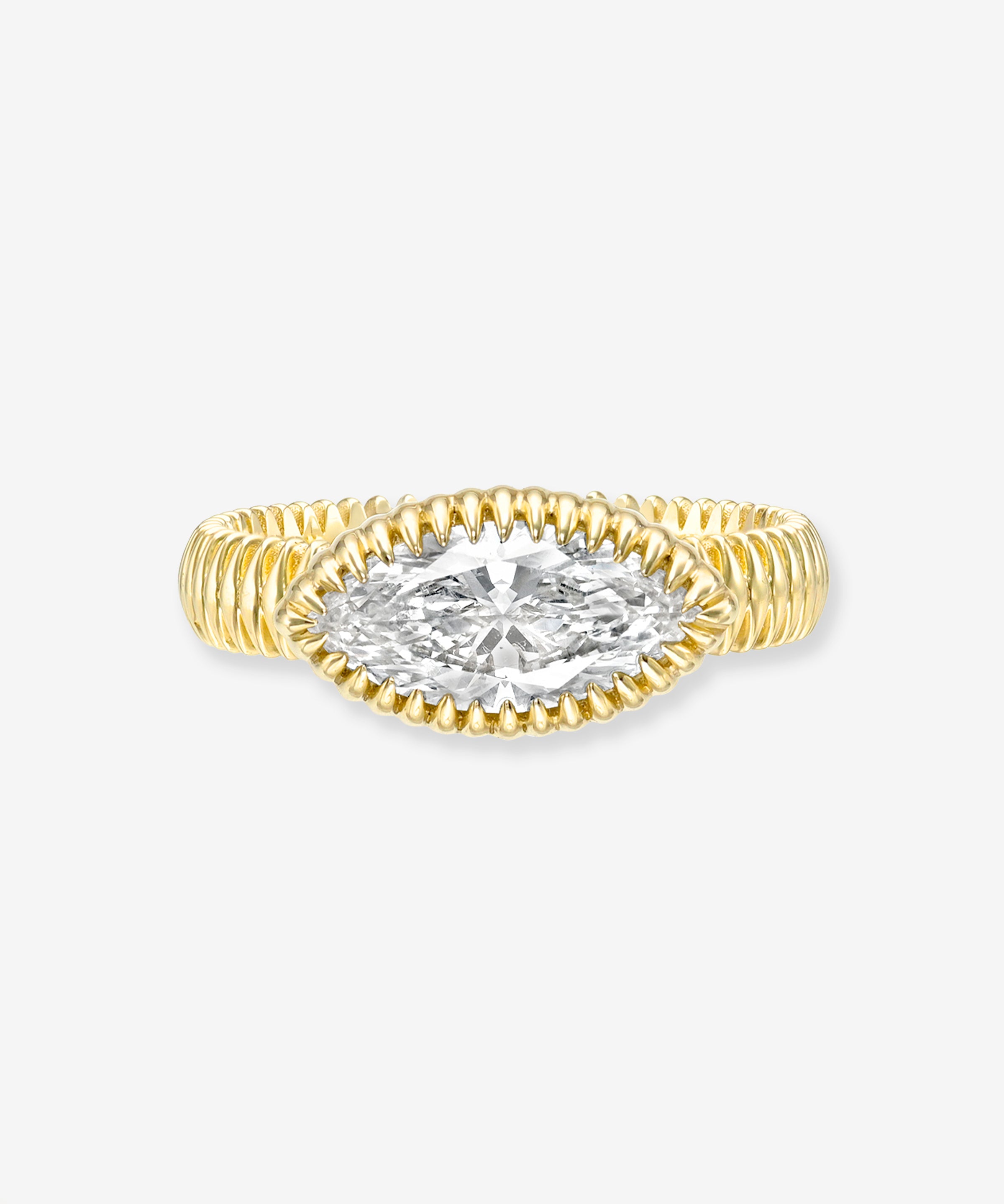 Lab Diamond Large Marquise Fluted Ring Zoe Lev Jewelry