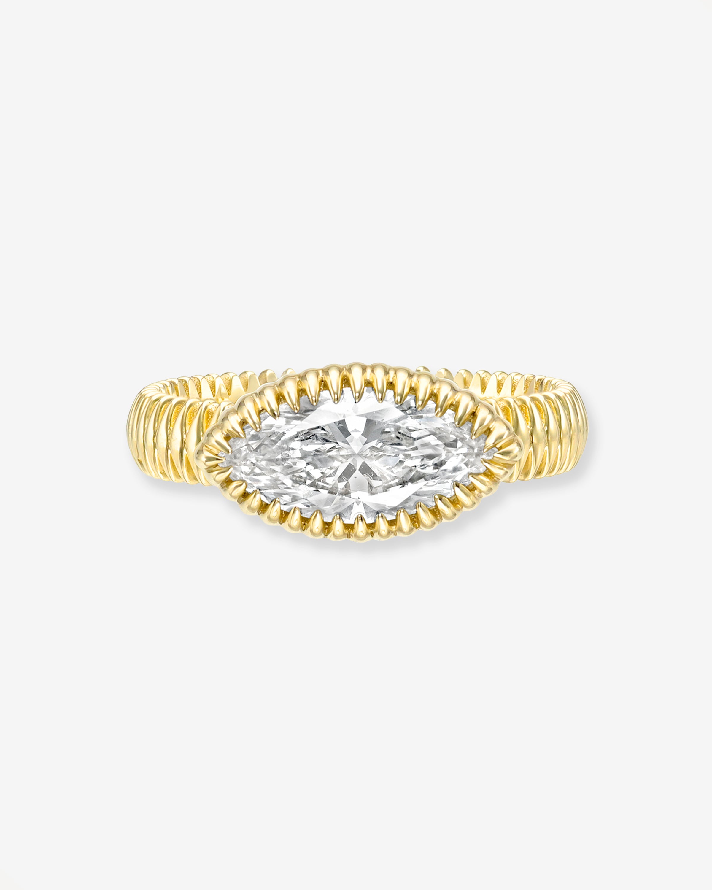 Lab Diamond Large Marquise Fluted Ring Zoe Lev Jewelry