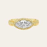 Lab Diamond Large Marquise Pleated Ring Zoe Lev Jewelry