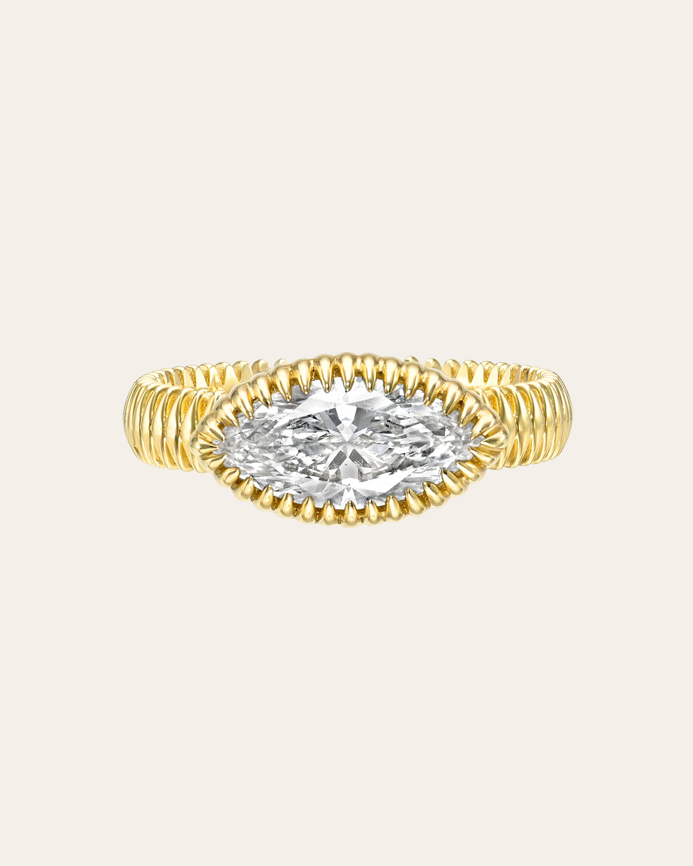 Lab Diamond Large Marquise Pleated Ring Zoe Lev Jewelry