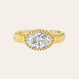 Lab Diamond Large Oval Pleated Ring Zoe Lev Jewelry
