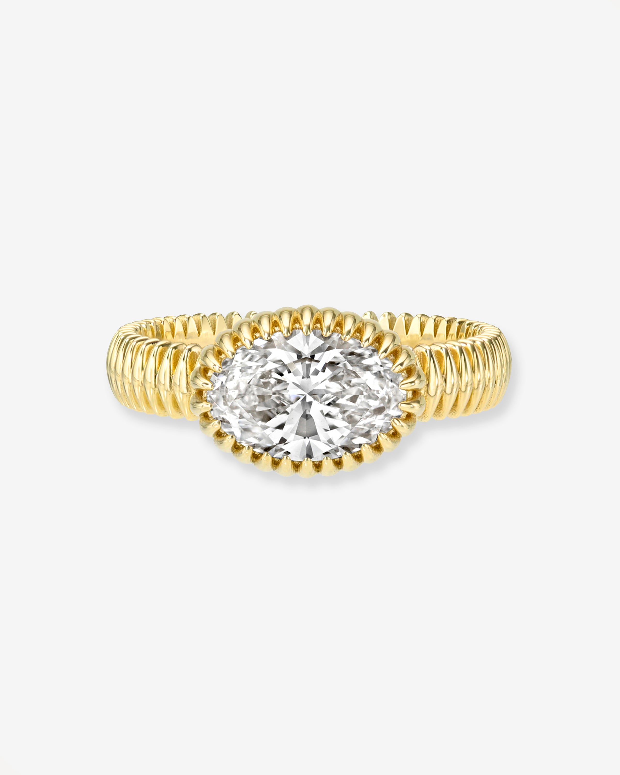 Lab Diamond Large Oval Fluted Ring Ring Zoe Lev Jewelry