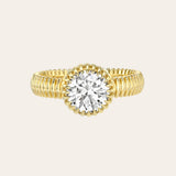 Lab Diamond Large Round Pleated Ring Zoe Lev Jewelry
