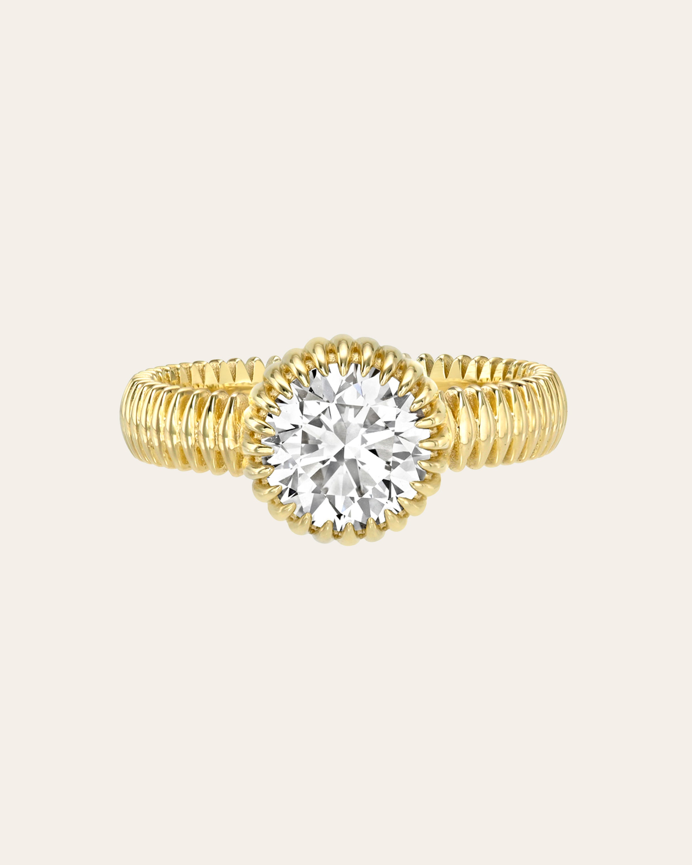 Lab Diamond Large Round Pleated Ring Zoe Lev Jewelry