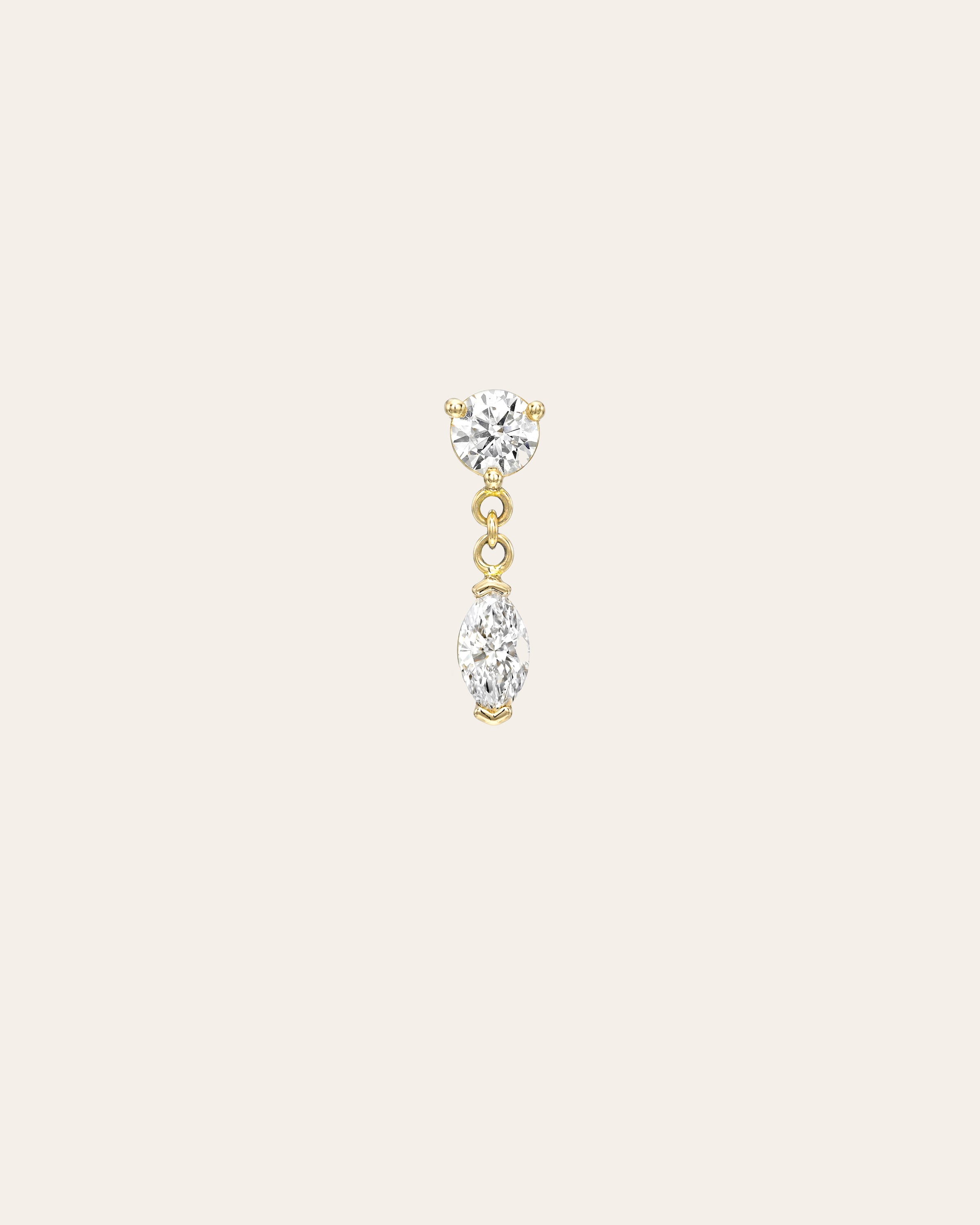 Lab Diamond Marquise 3 Prong Drop Stud Earring Studs Zoe Lev Jewelry