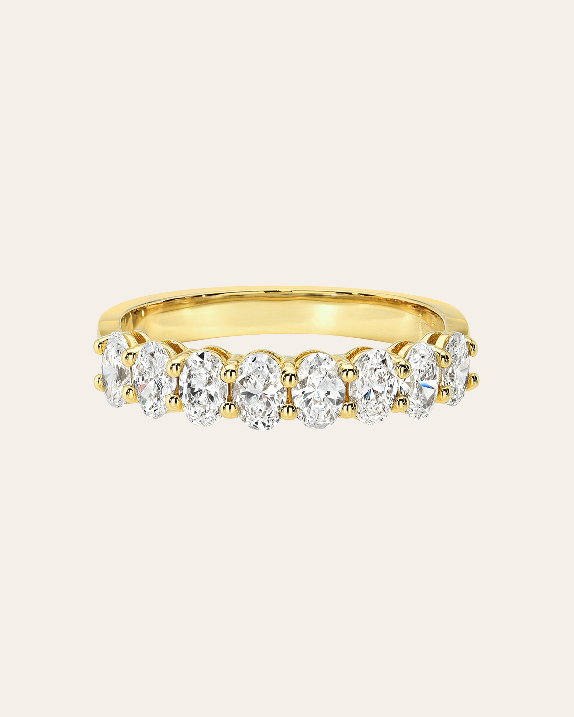 Lab Diamond Oval Halfway Band Zoe Lev Jewelry