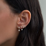 Lab Diamond Pear 3 Prong Drop Stud Earring Studs Zoe Lev Jewelry