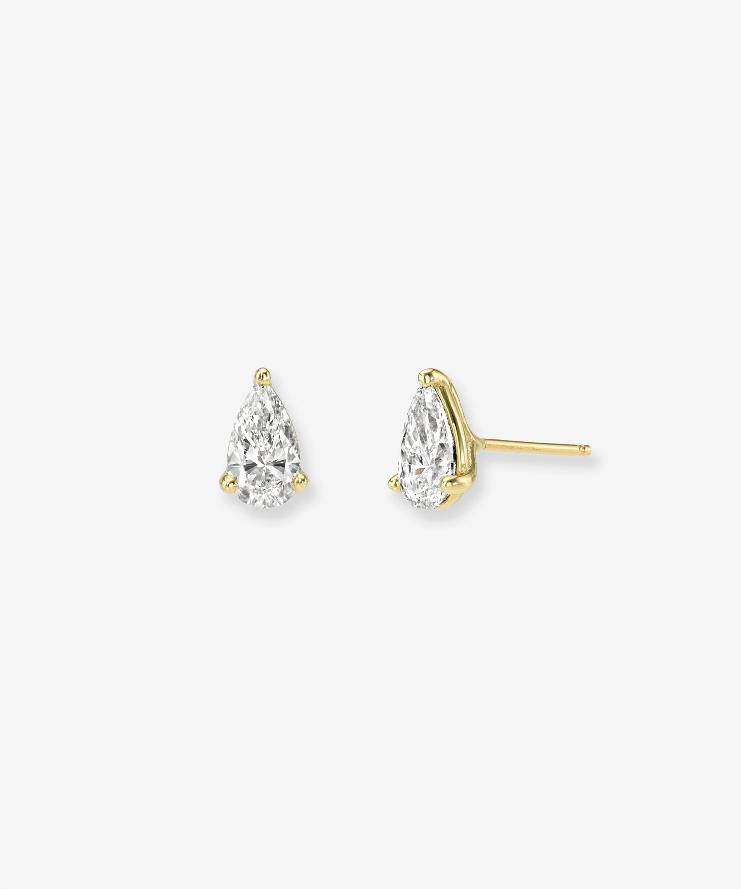 Lab Diamond Pear 3 Prong Stud Earrings Studs Zoe Lev Jewelry