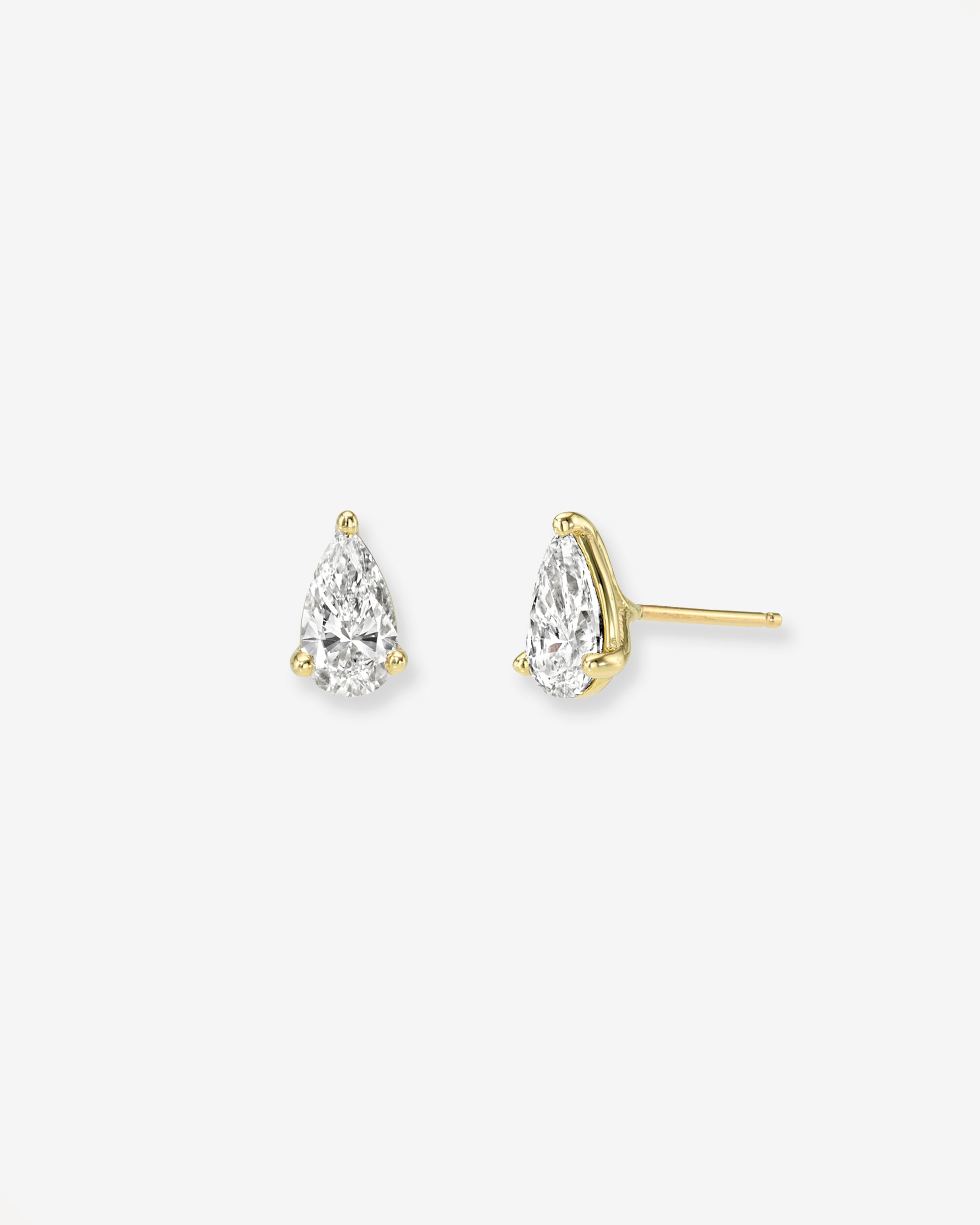 Lab Diamond Pear 3 Prong Stud Earrings Studs Zoe Lev Jewelry