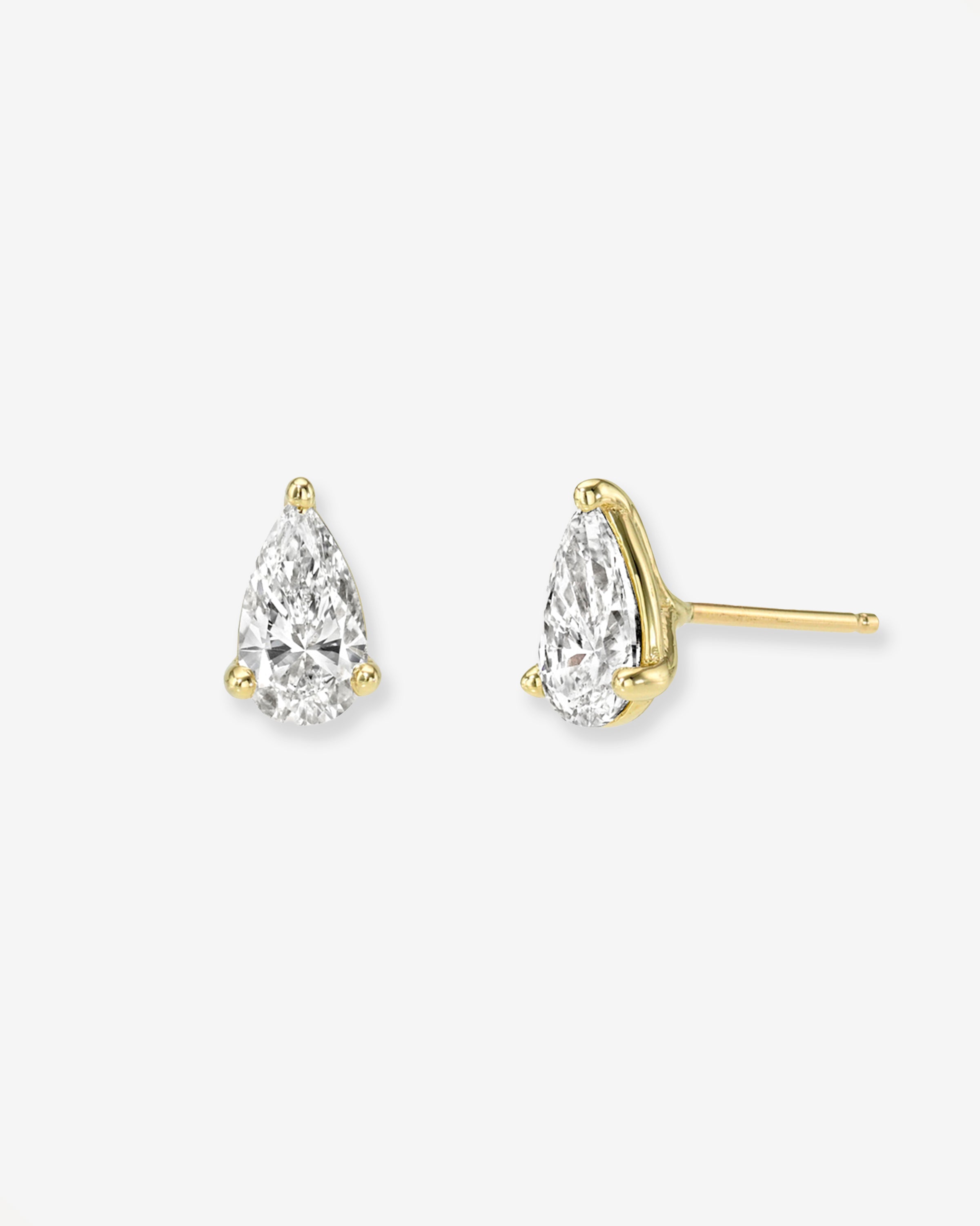 Lab Diamond Pear 3 Prong Stud Earrings Studs Zoe Lev Jewelry