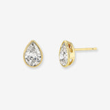 Lab Diamond Pear Bezel Stud Earrings Studs Zoe Lev Jewelry