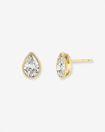 Lab Diamond Pear Bezel Stud Earrings Studs Zoe Lev Jewelry