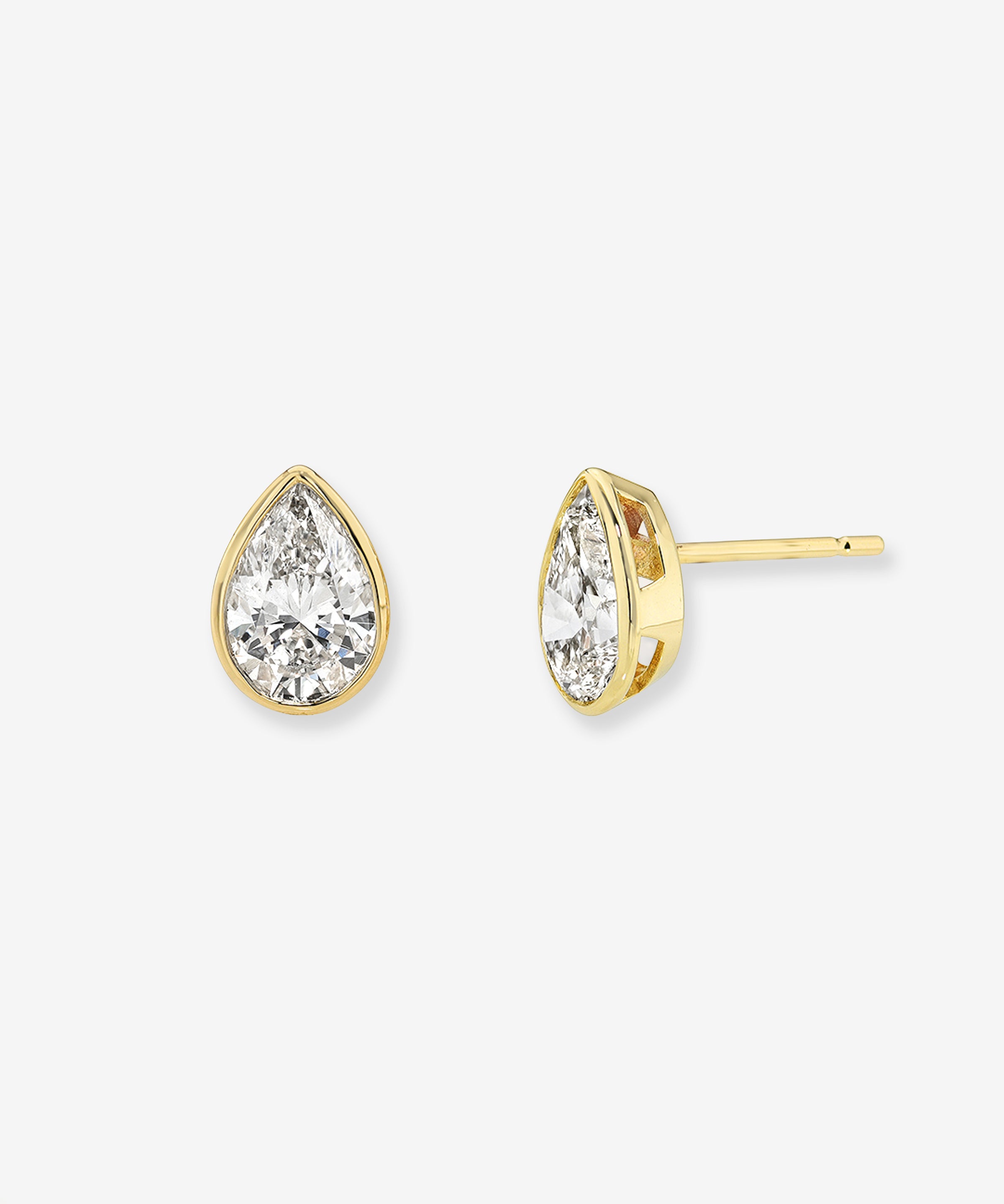 Lab Diamond Pear Bezel Stud Earrings Studs Zoe Lev Jewelry