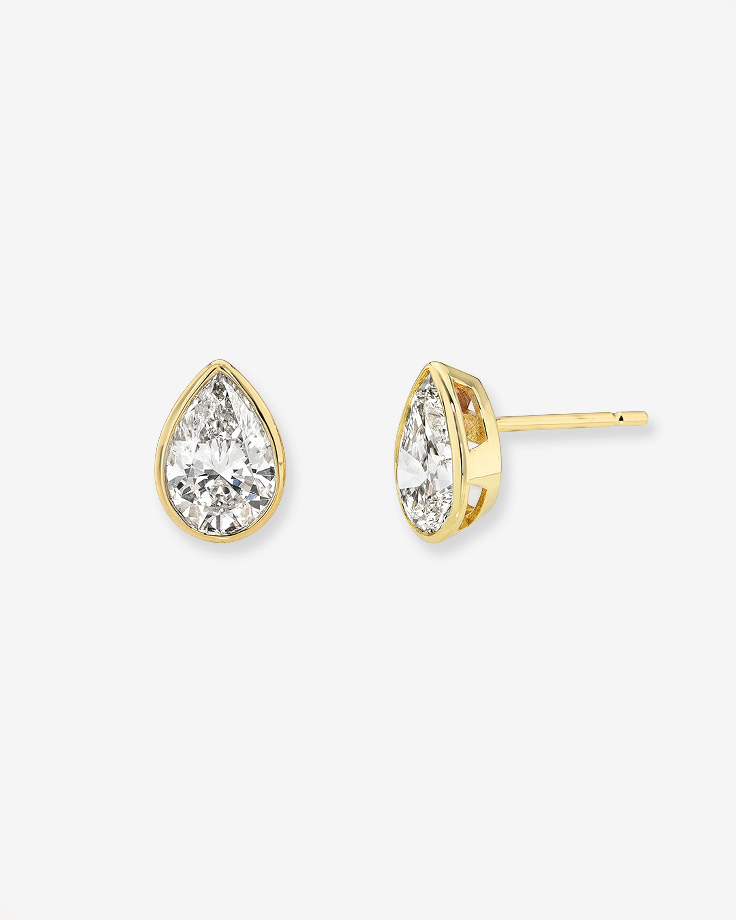 Lab Diamond Pear Bezel Stud Earrings Studs Zoe Lev Jewelry