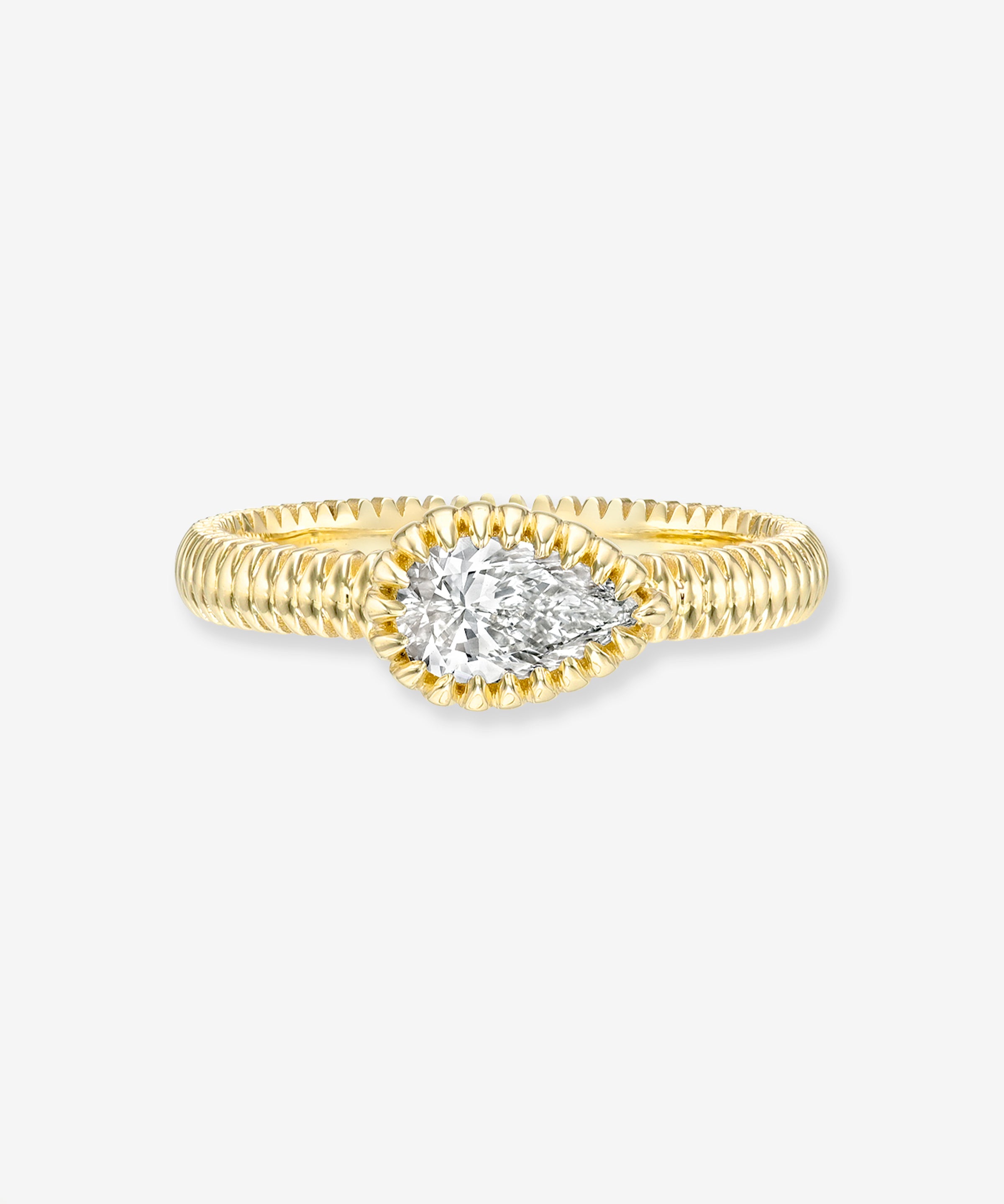 Lab Diamond Pear Fluted Ring Zoe Lev Jewelry