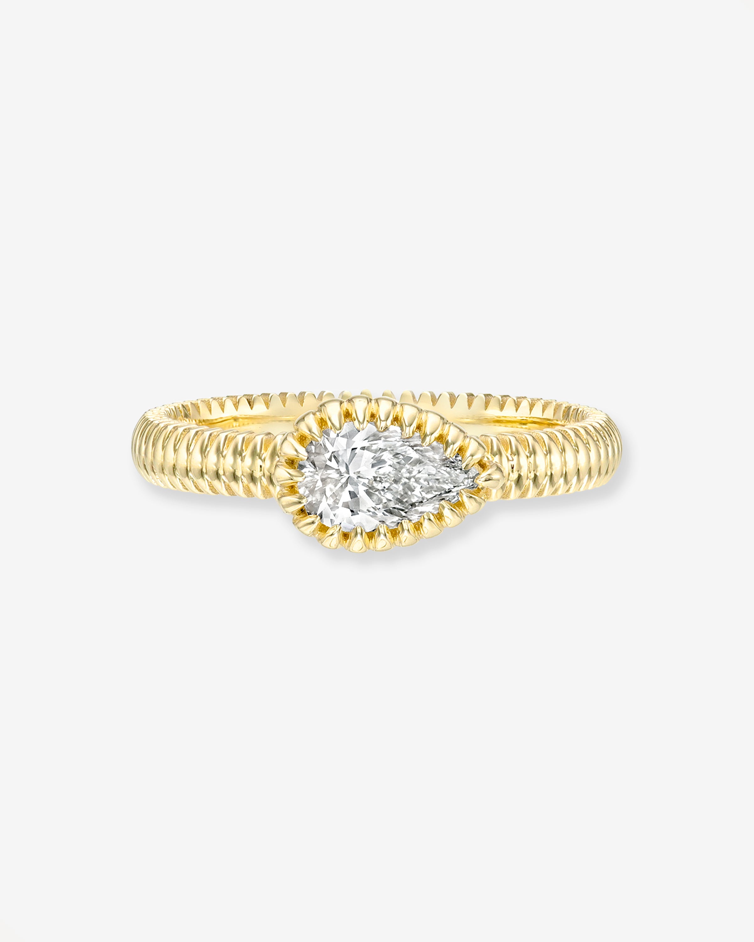 Lab Diamond Pear Fluted Ring Zoe Lev Jewelry