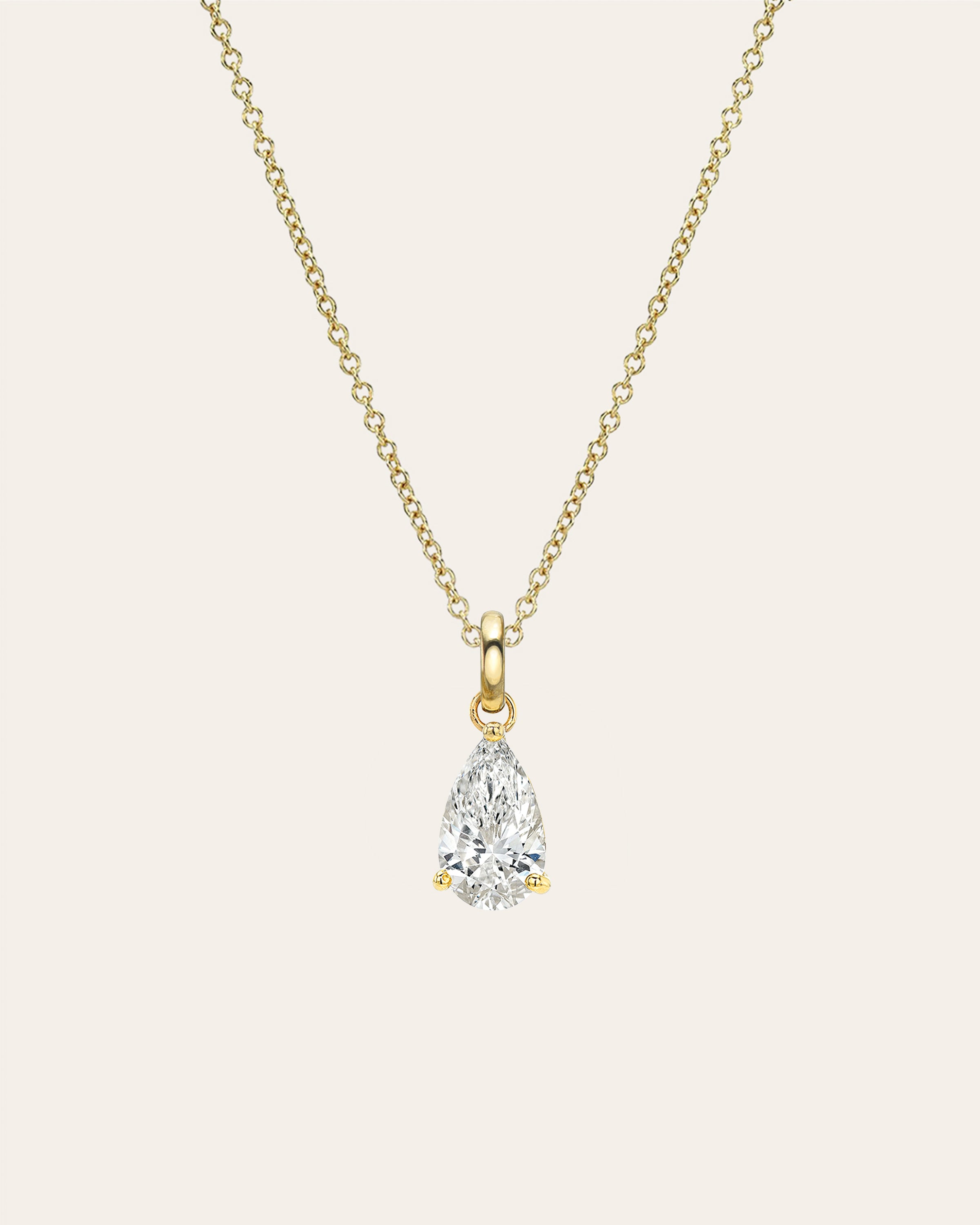 Lab Diamond Pear Necklace Zoe Lev Jewelry