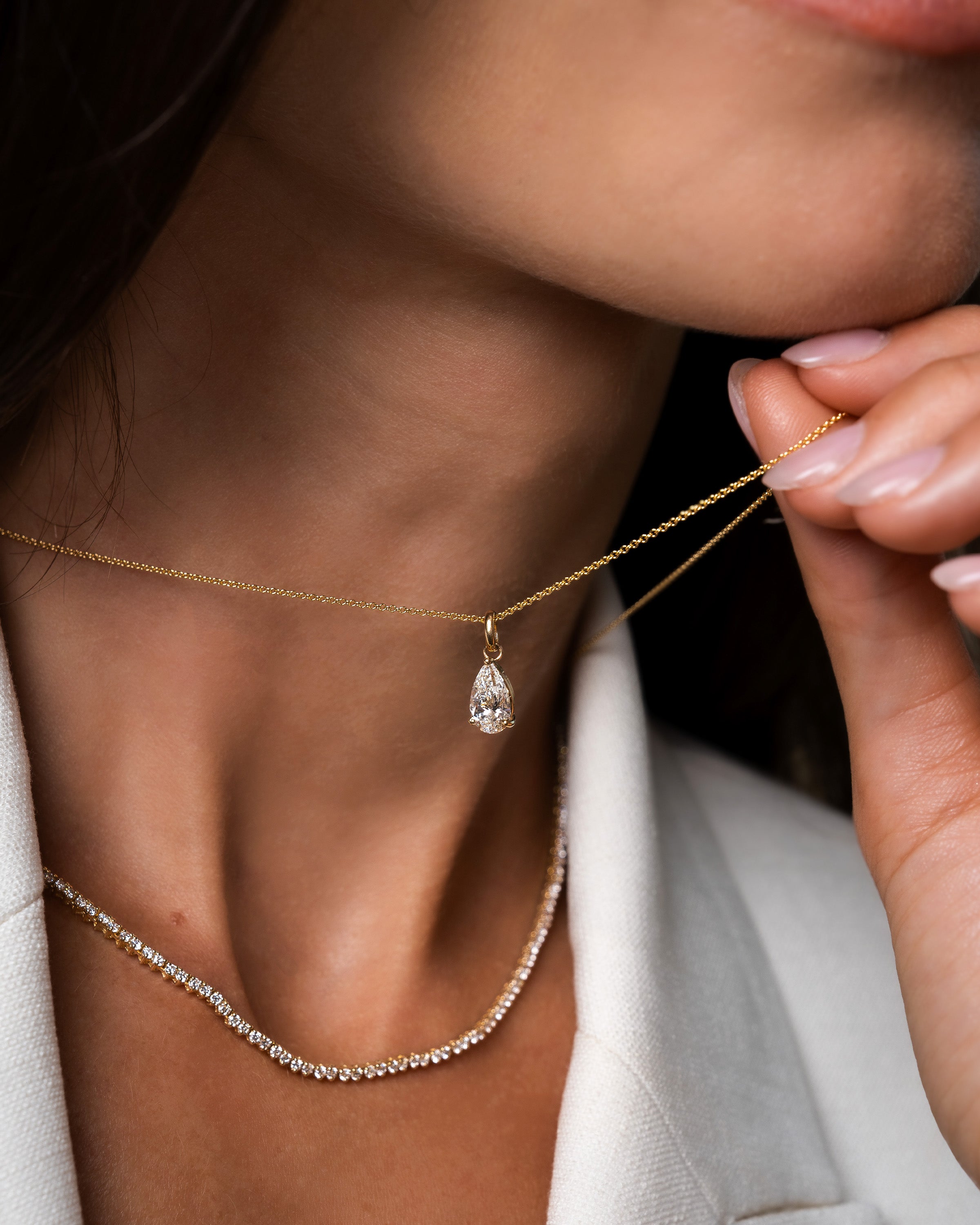 Lab Diamond Pear Pendant Zoe Lev Jewelry