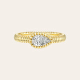 Lab Diamond Pear Pleated Ring Zoe Lev Jewelry