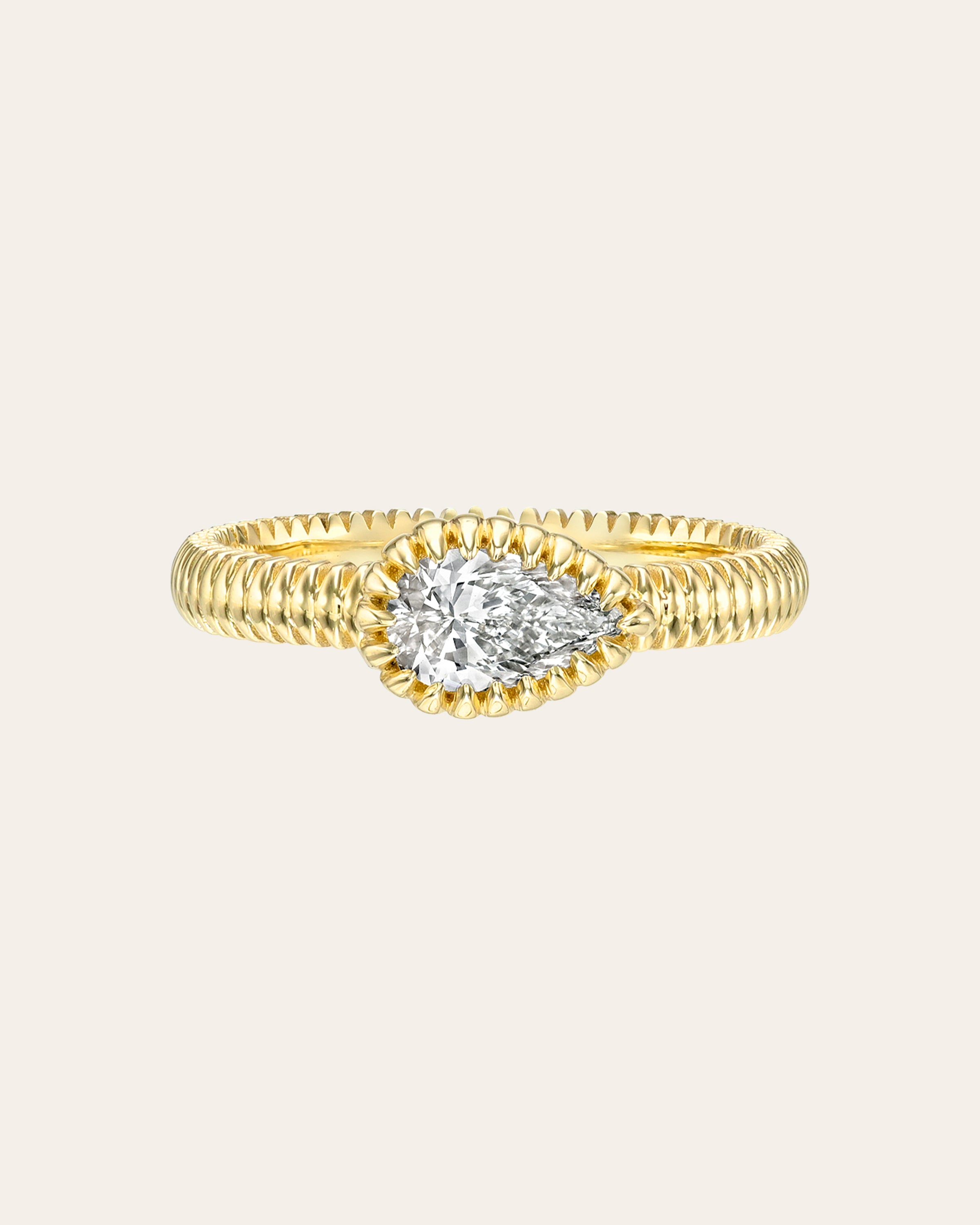 Lab Diamond Pear Pleated Ring Zoe Lev Jewelry