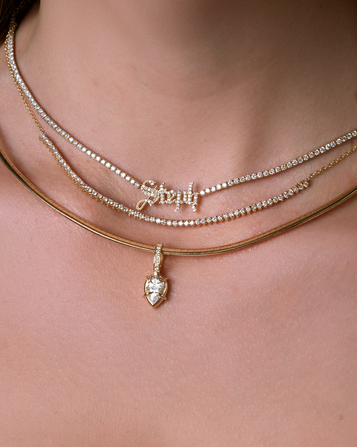 4 Prong Diamond Tennis Name Necklace Personalized Zoe Lev Jewelry