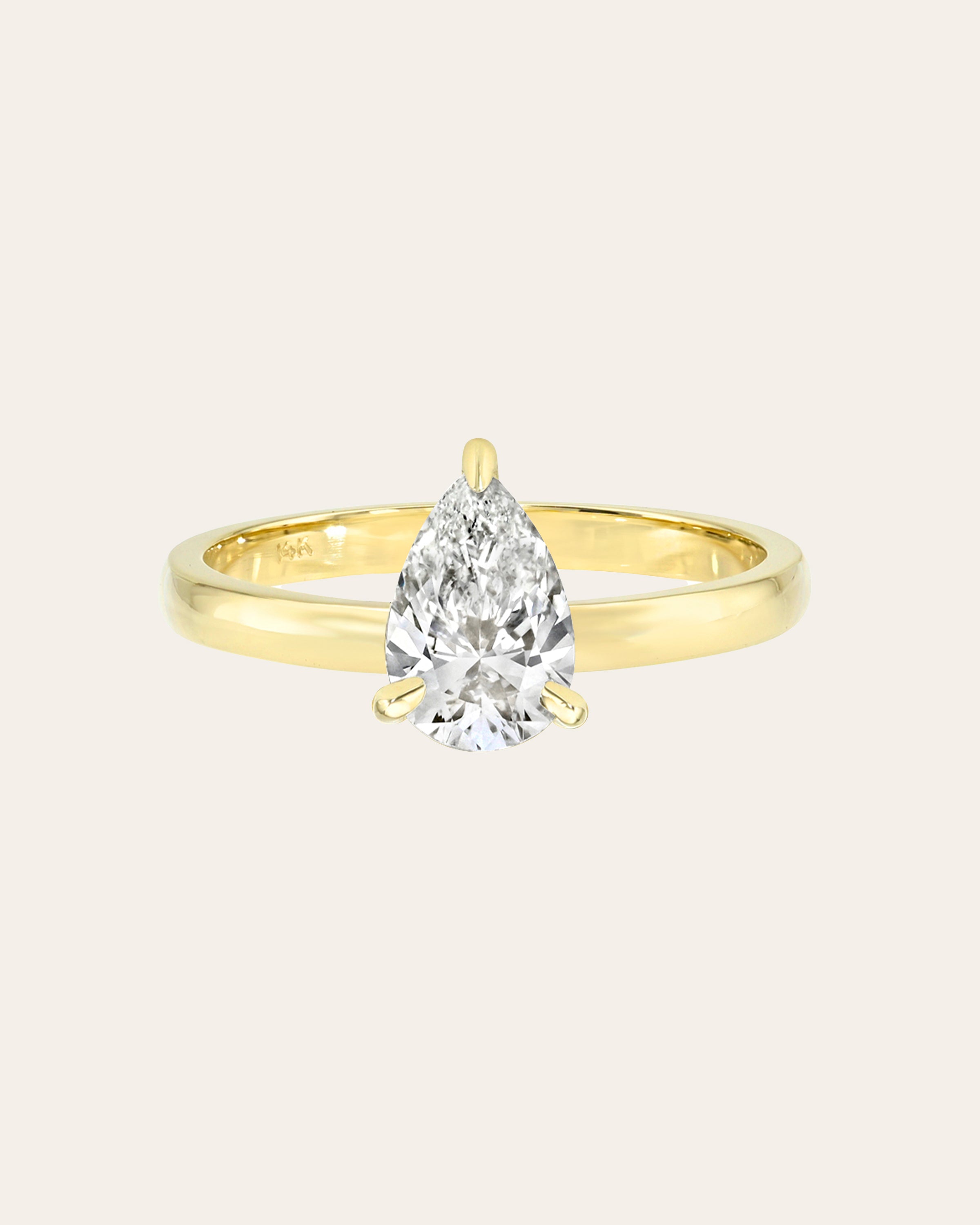 Lab Diamond Pear Ring - Size 7 SAMPLE SALE Zoe Lev Jewelry