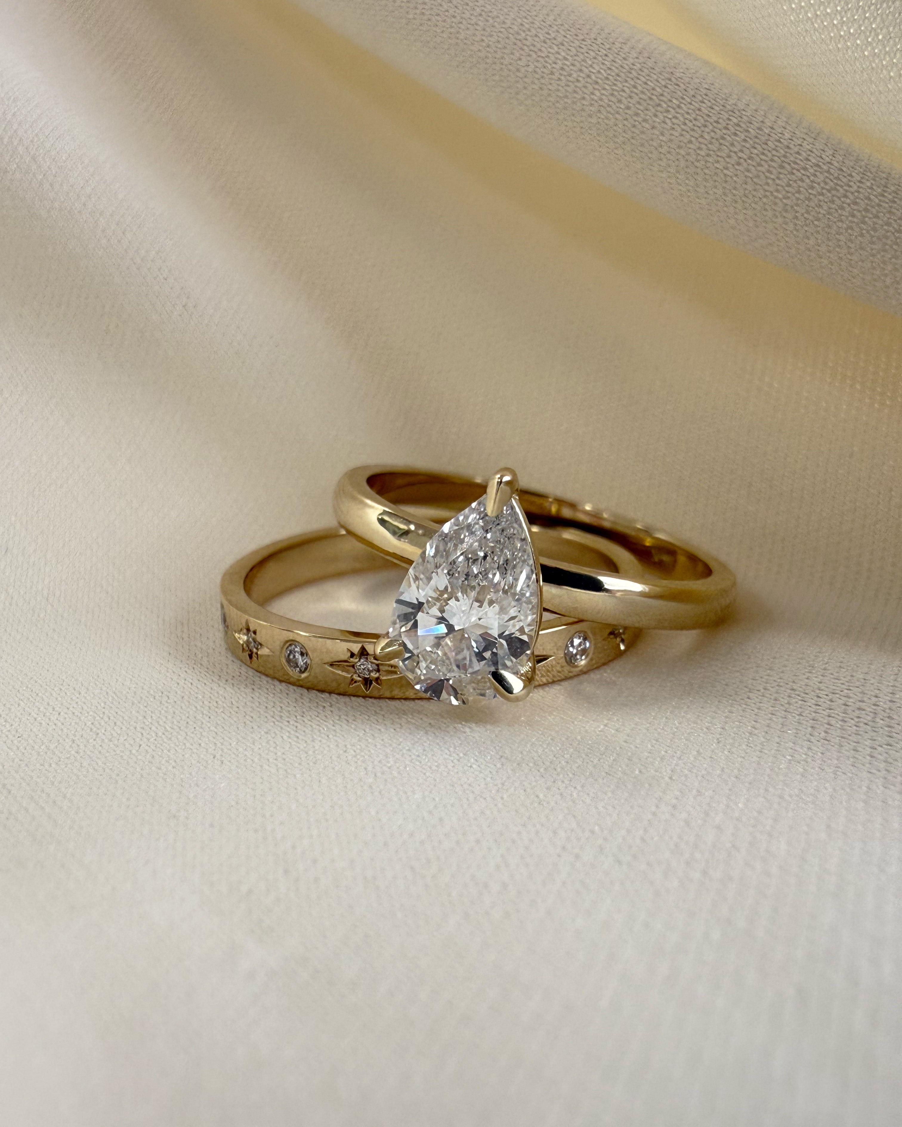 Lab Diamond Pear Ring - Size 7 SAMPLE SALE Zoe Lev Jewelry
