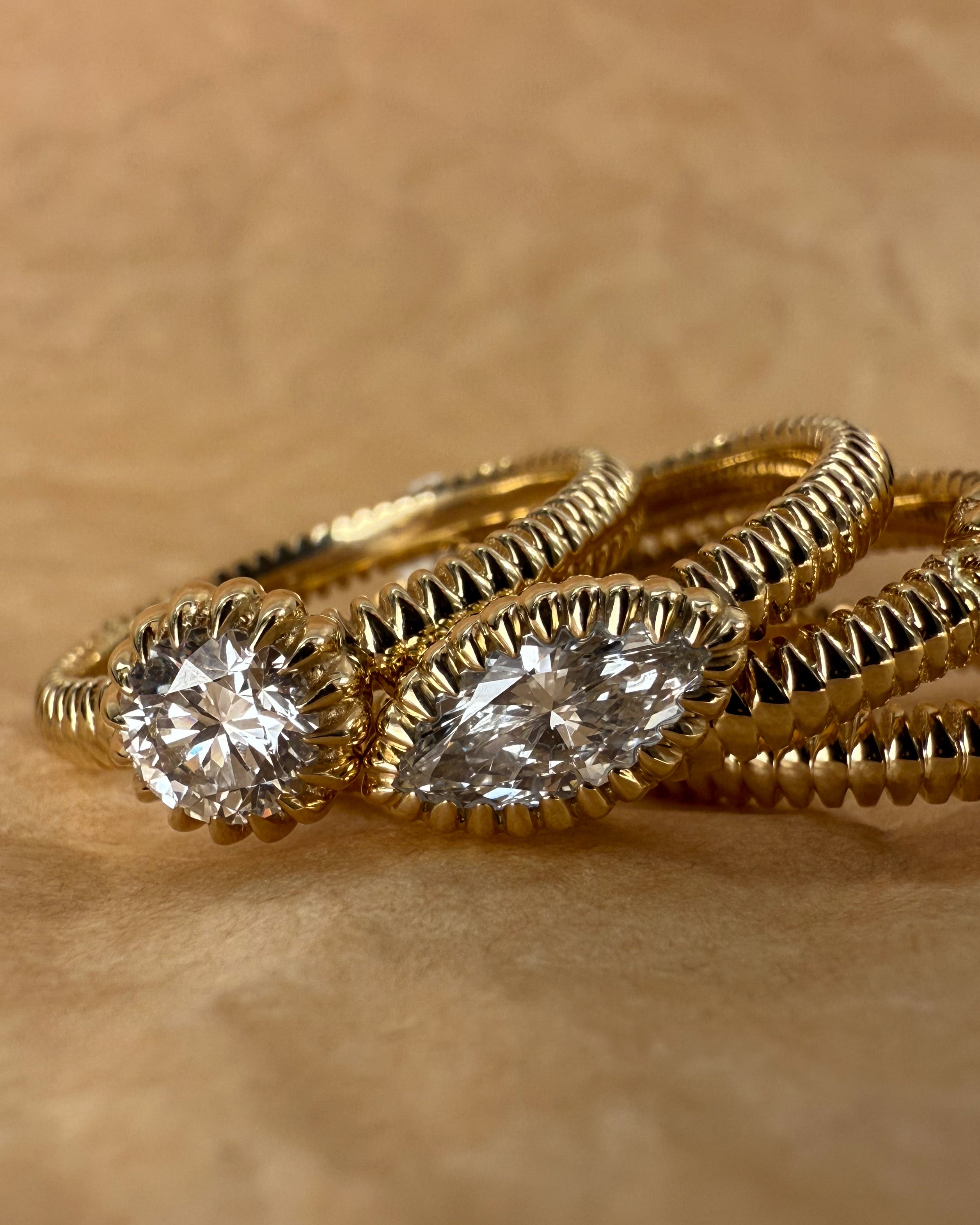 Lab Diamond Small Marquise Pleated Ring Zoe Lev Jewelry