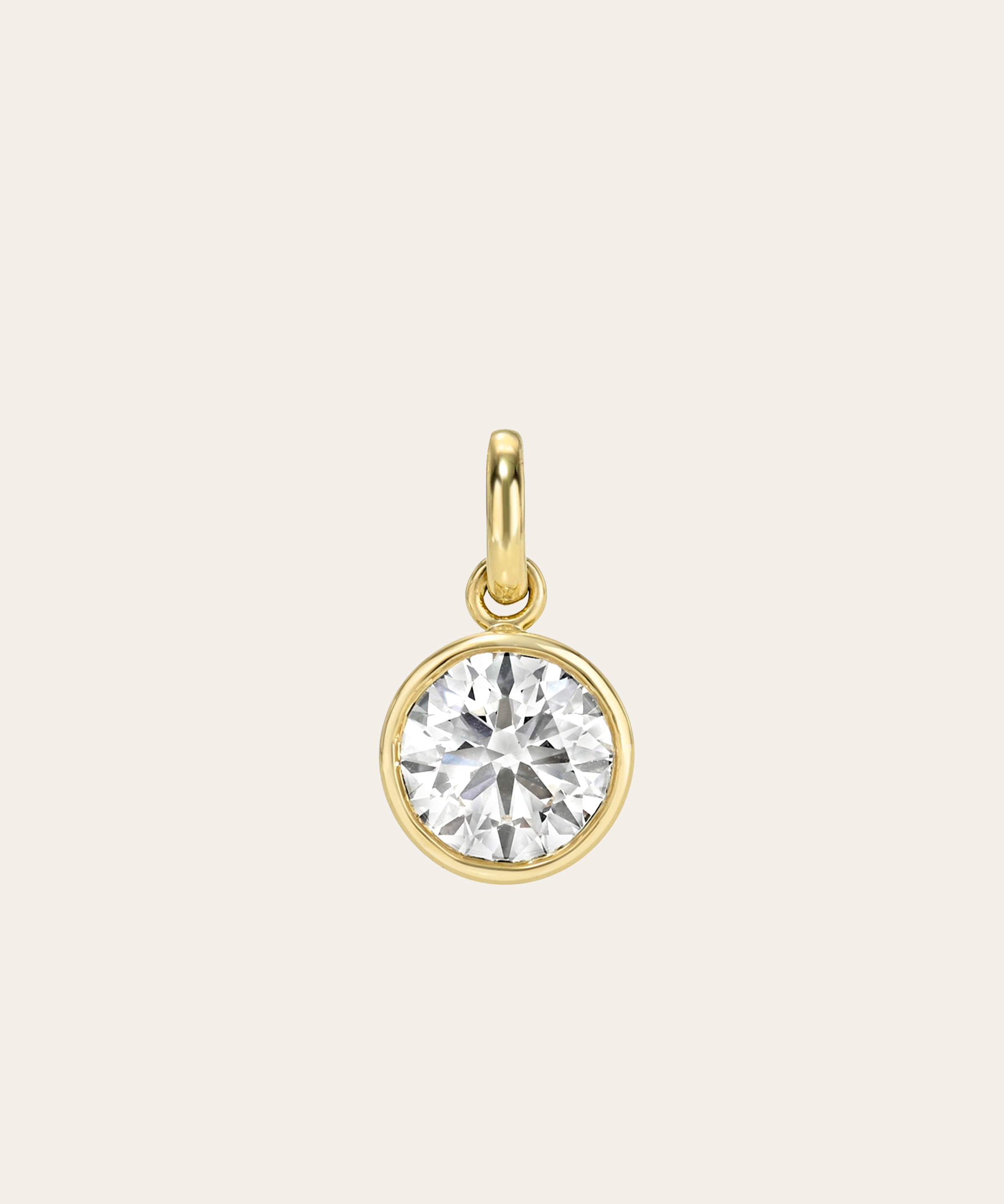Lab Diamond Round Bezel Pendant Zoe Lev Jewelry