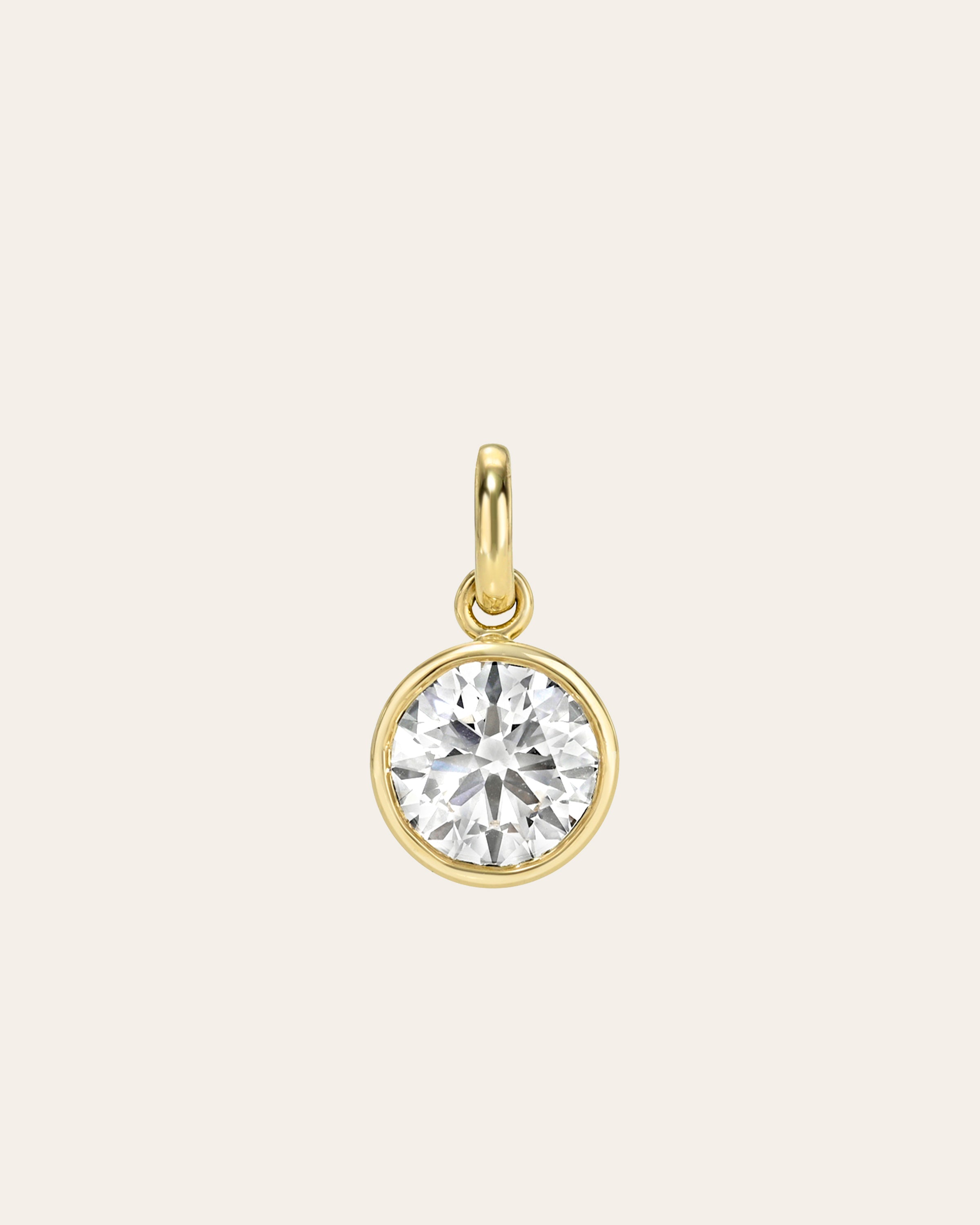 Lab Diamond Round Bezel Pendant Zoe Lev Jewelry