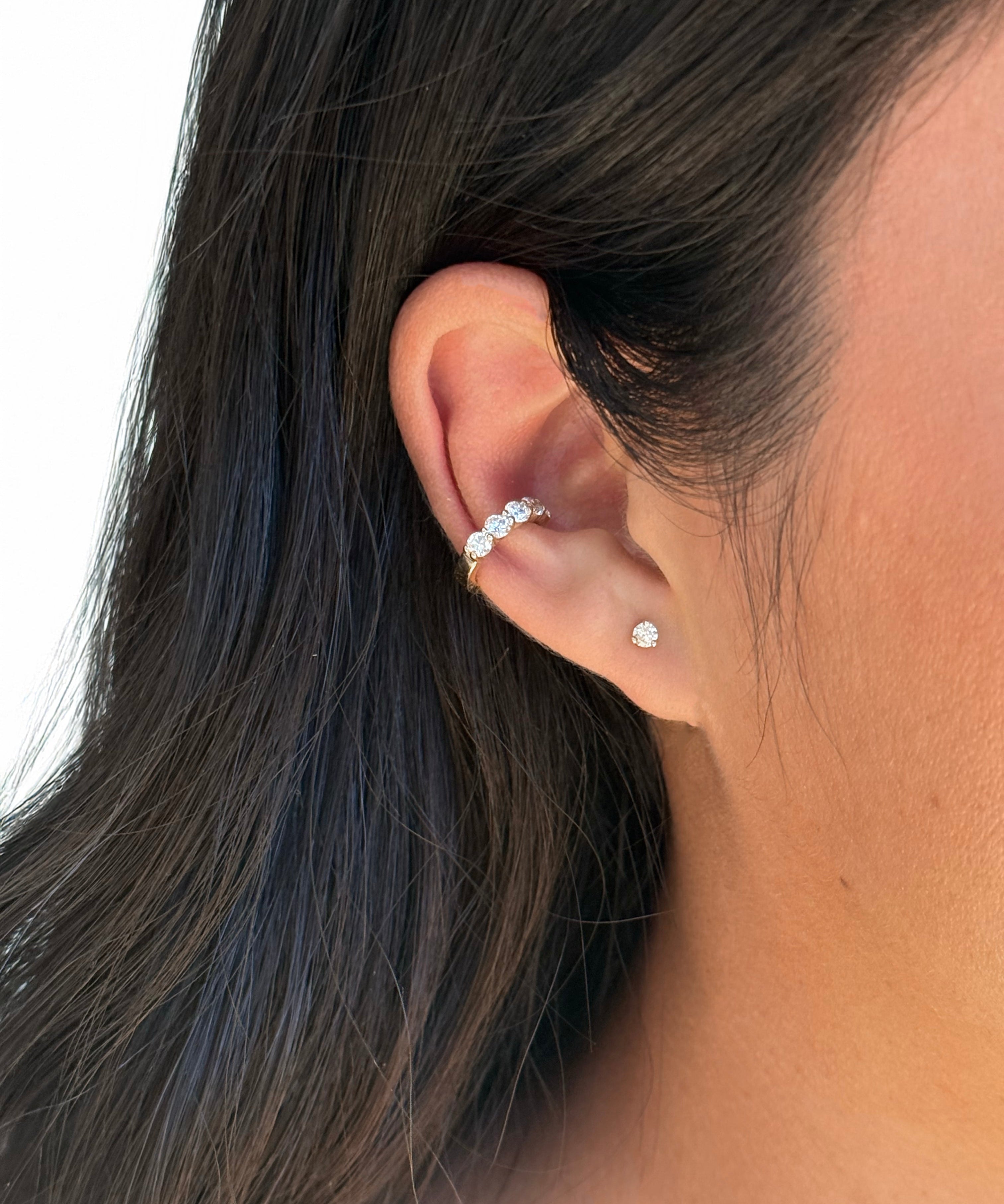 Lab Diamond Shared Prong Ear Cuff Ear Cuffs Zoe Lev Jewelry