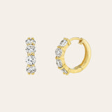 Lab Diamond Shared Prong Huggie Earrings Zoe Lev Jewelry