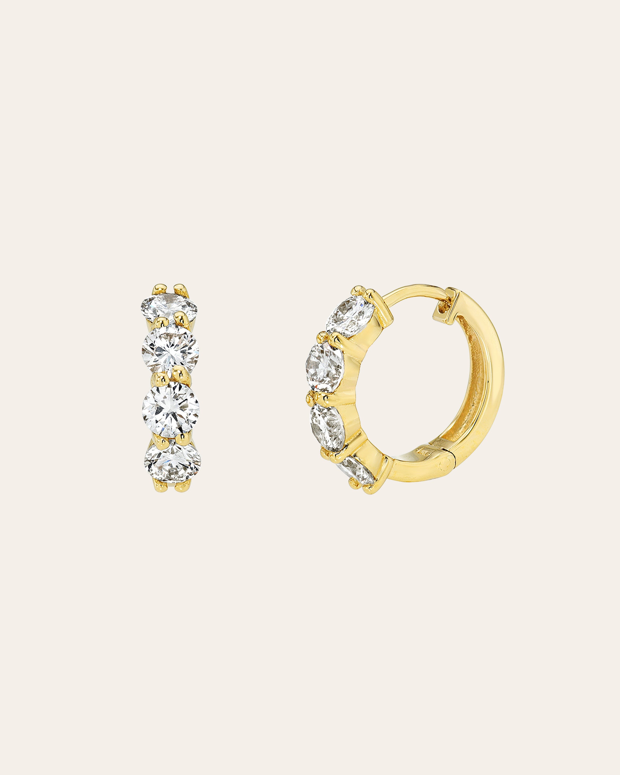 Lab Diamond Shared Prong Huggie Earrings Zoe Lev Jewelry