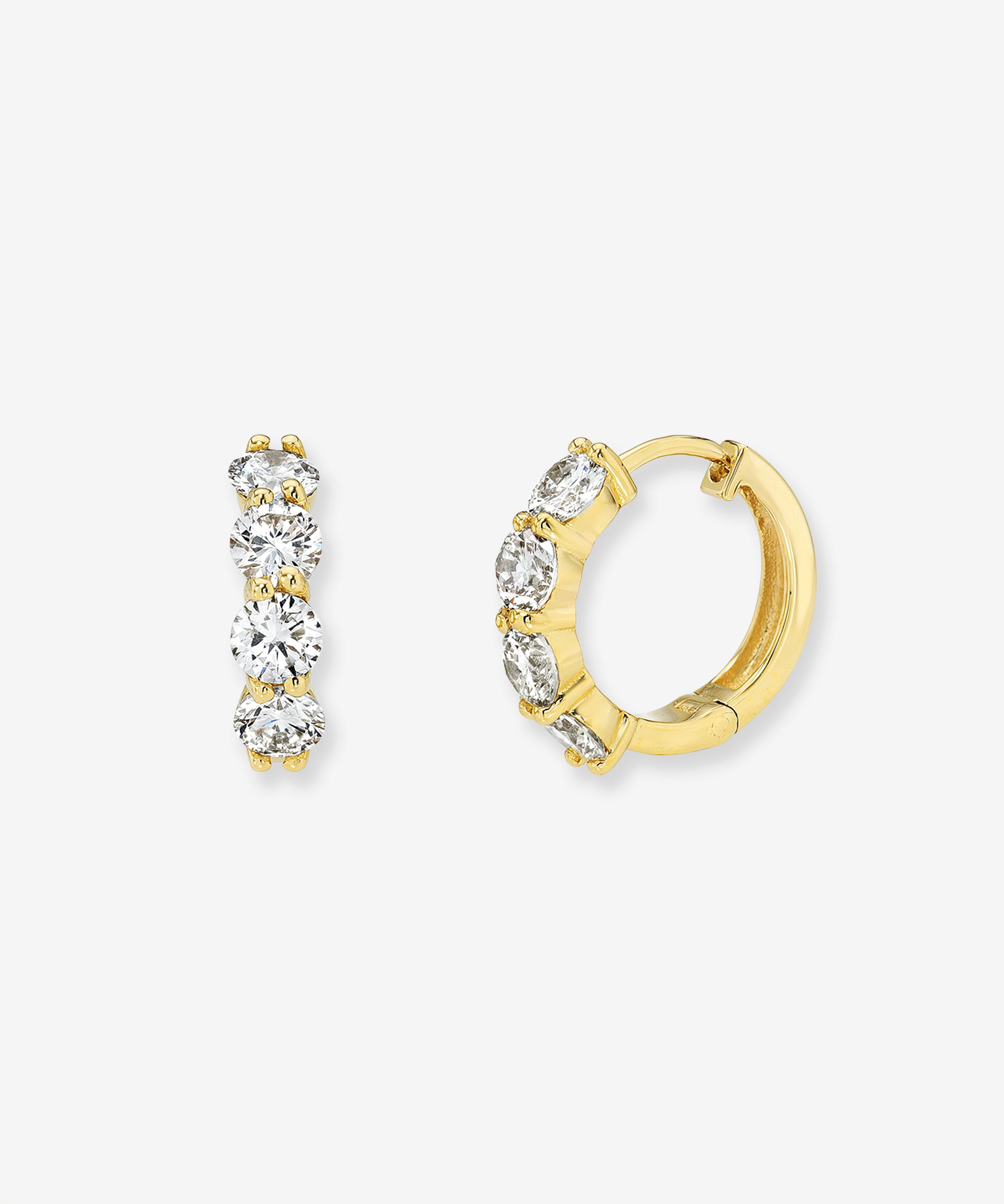 Lab Diamond Shared Prong Huggie Earrings Zoe Lev Jewelry
