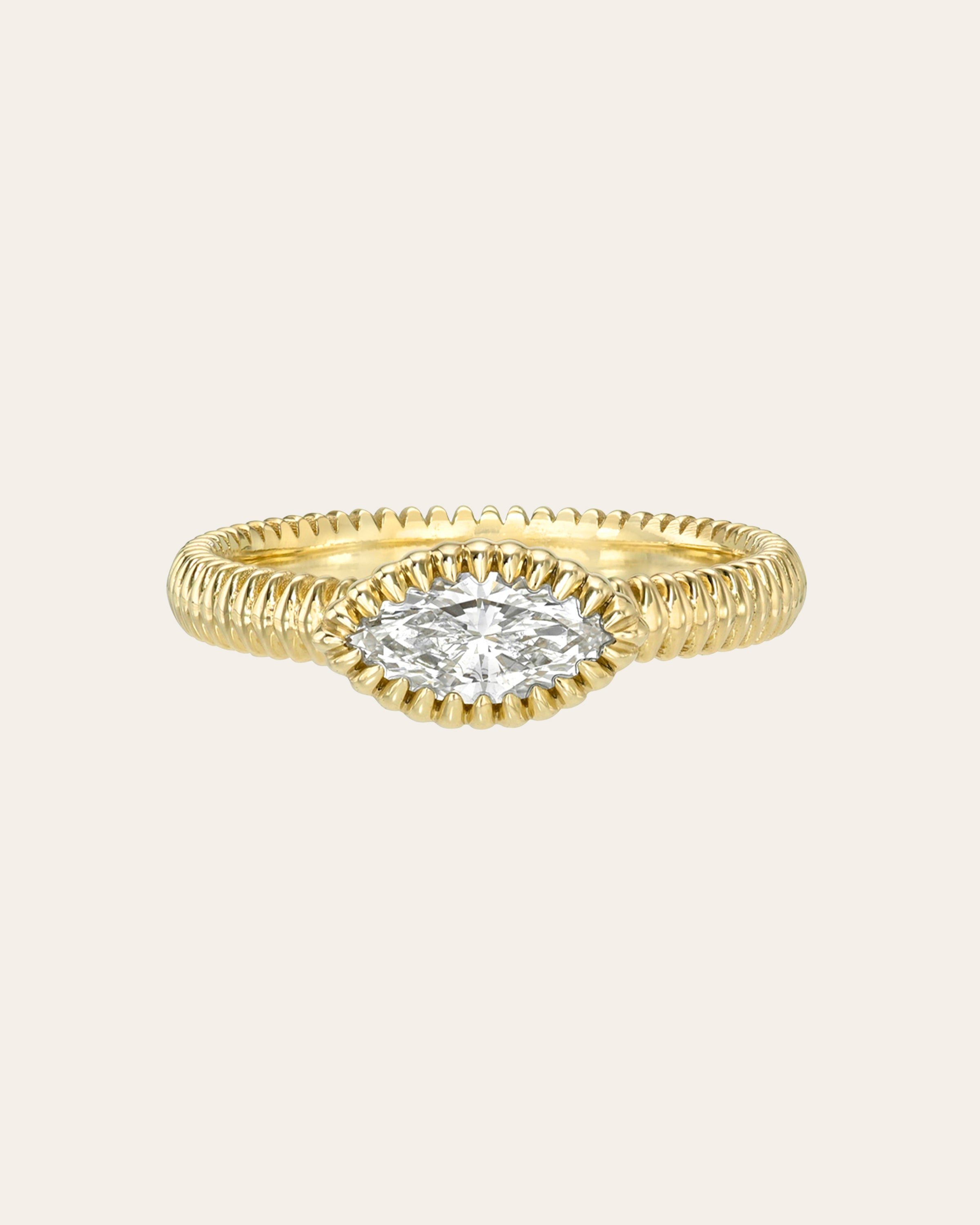 Lab Diamond Small Marquise Fluted Ring - size 7 SAMPLE SALE Zoe Lev Jewelry