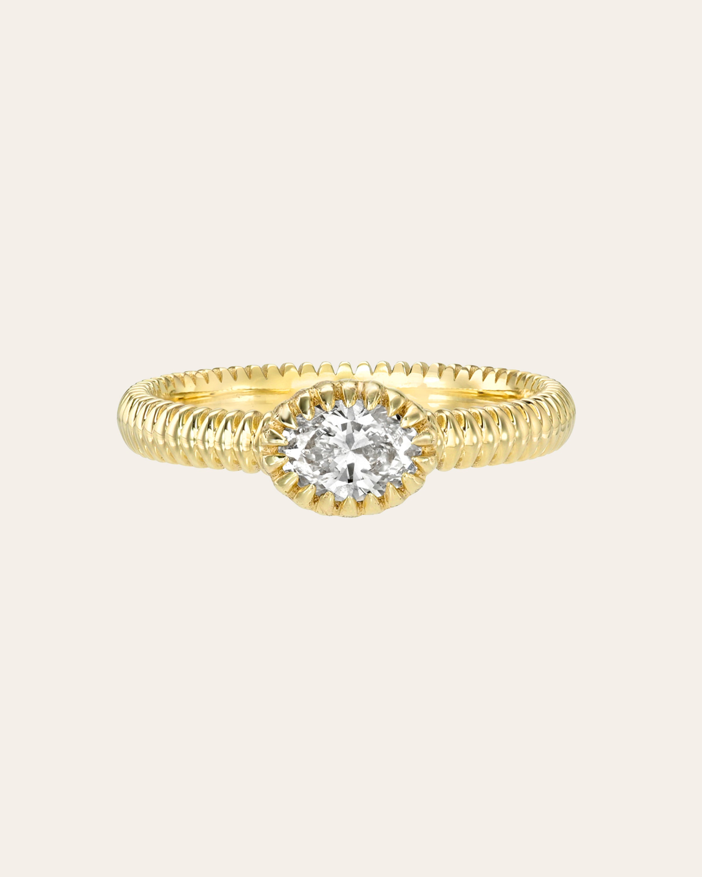Lab Diamond Small Oval Fluted Ring - size 7 SAMPLE SALE Zoe Lev Jewelry