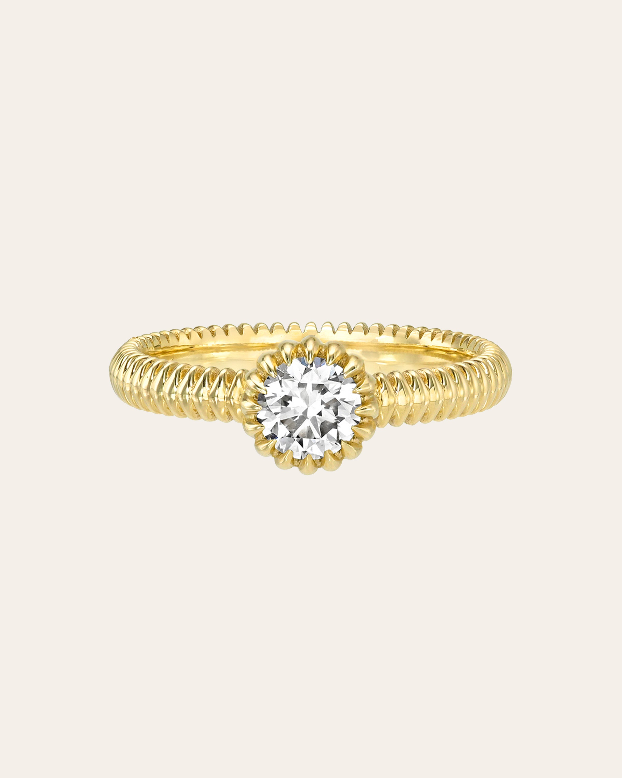 Lab Diamond Small Round Fluted Ring - size 7 SAMPLE SALE Zoe Lev Jewelry