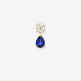 Lab Diamond and Natural Blue Sapphire Pear Drop Stud Studs Zoe Lev Jewelry