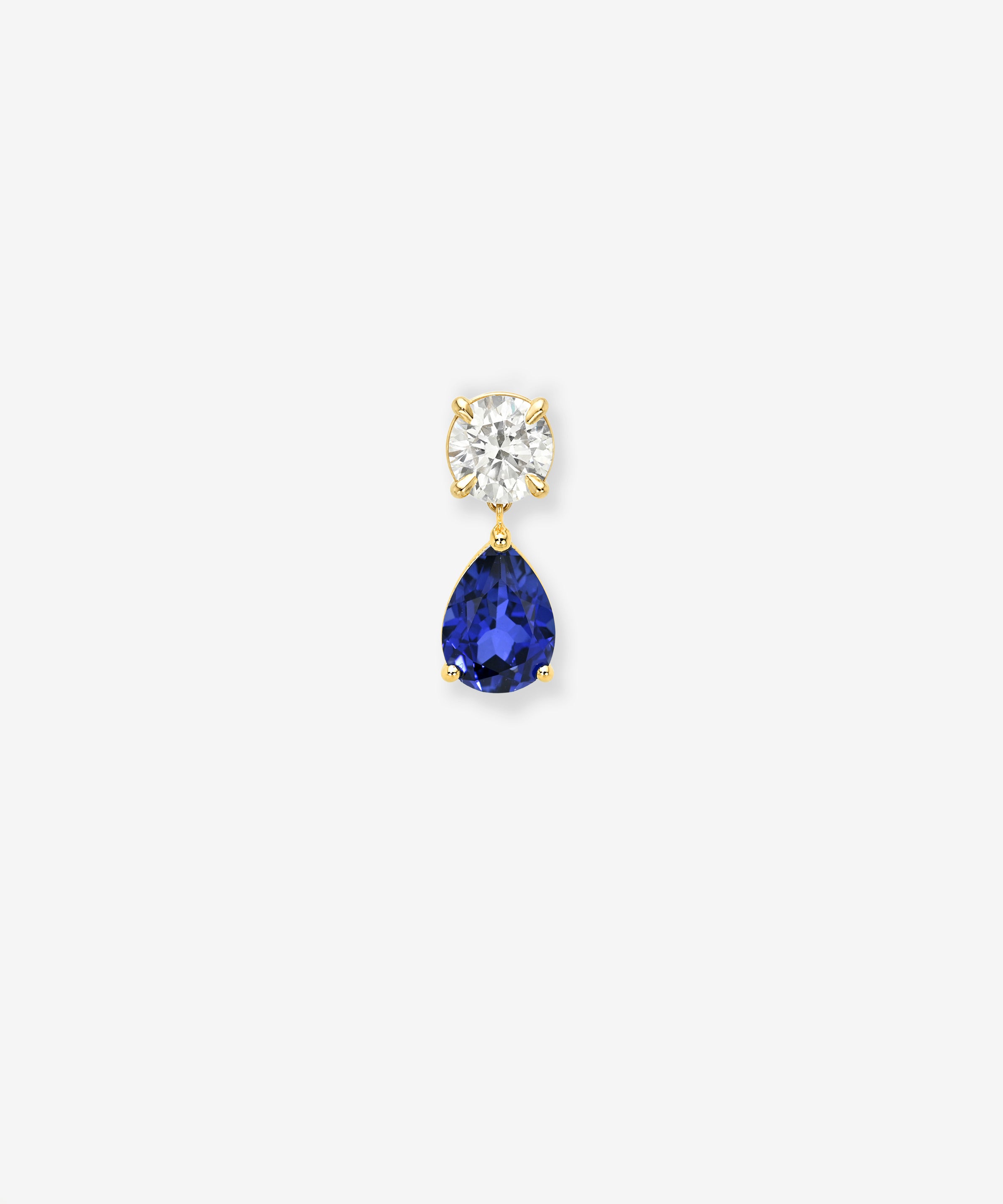 Lab Diamond and Natural Blue Sapphire Pear Drop Stud Studs Zoe Lev Jewelry