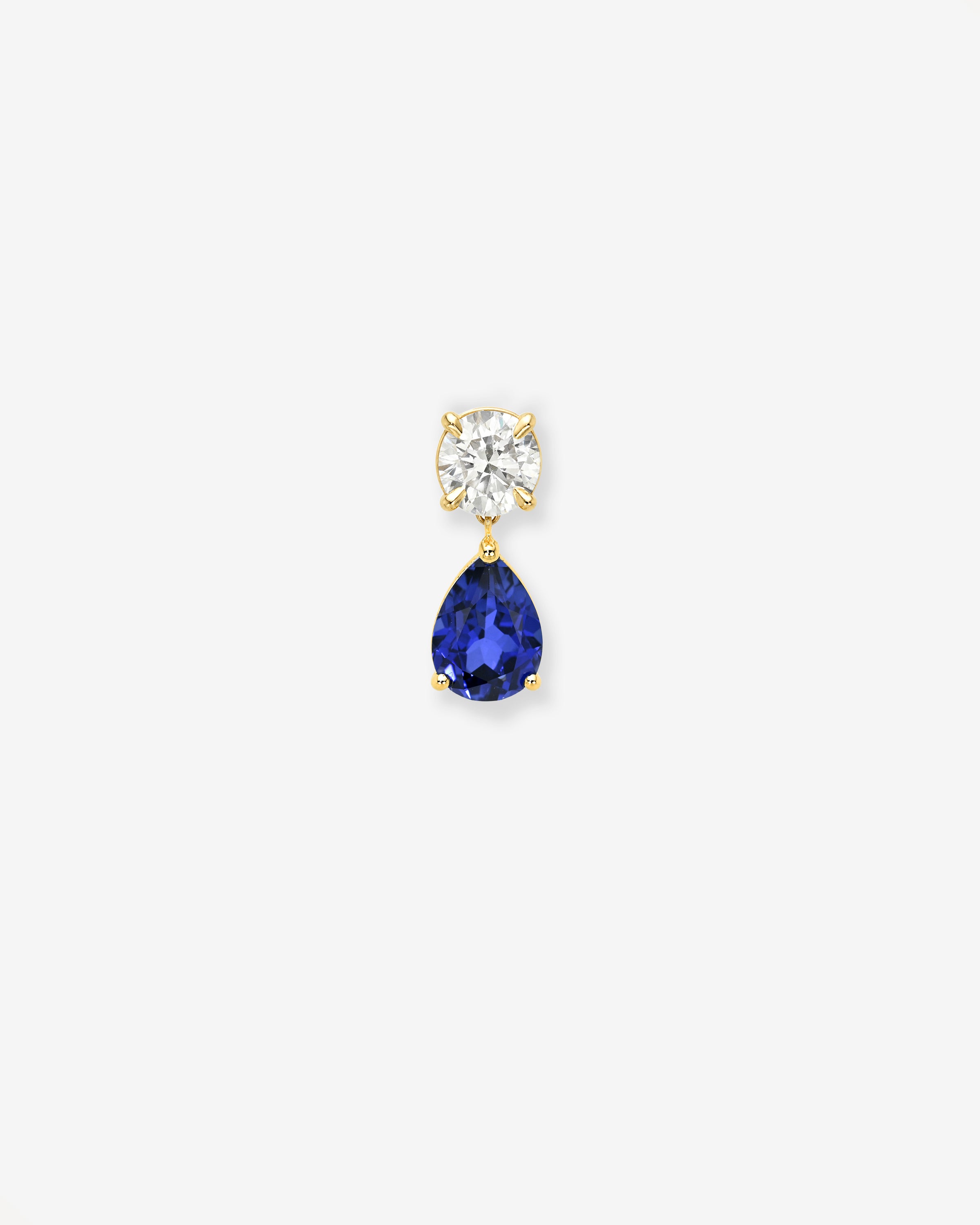 Lab Diamond and Natural Blue Sapphire Pear Drop Stud Studs Zoe Lev Jewelry