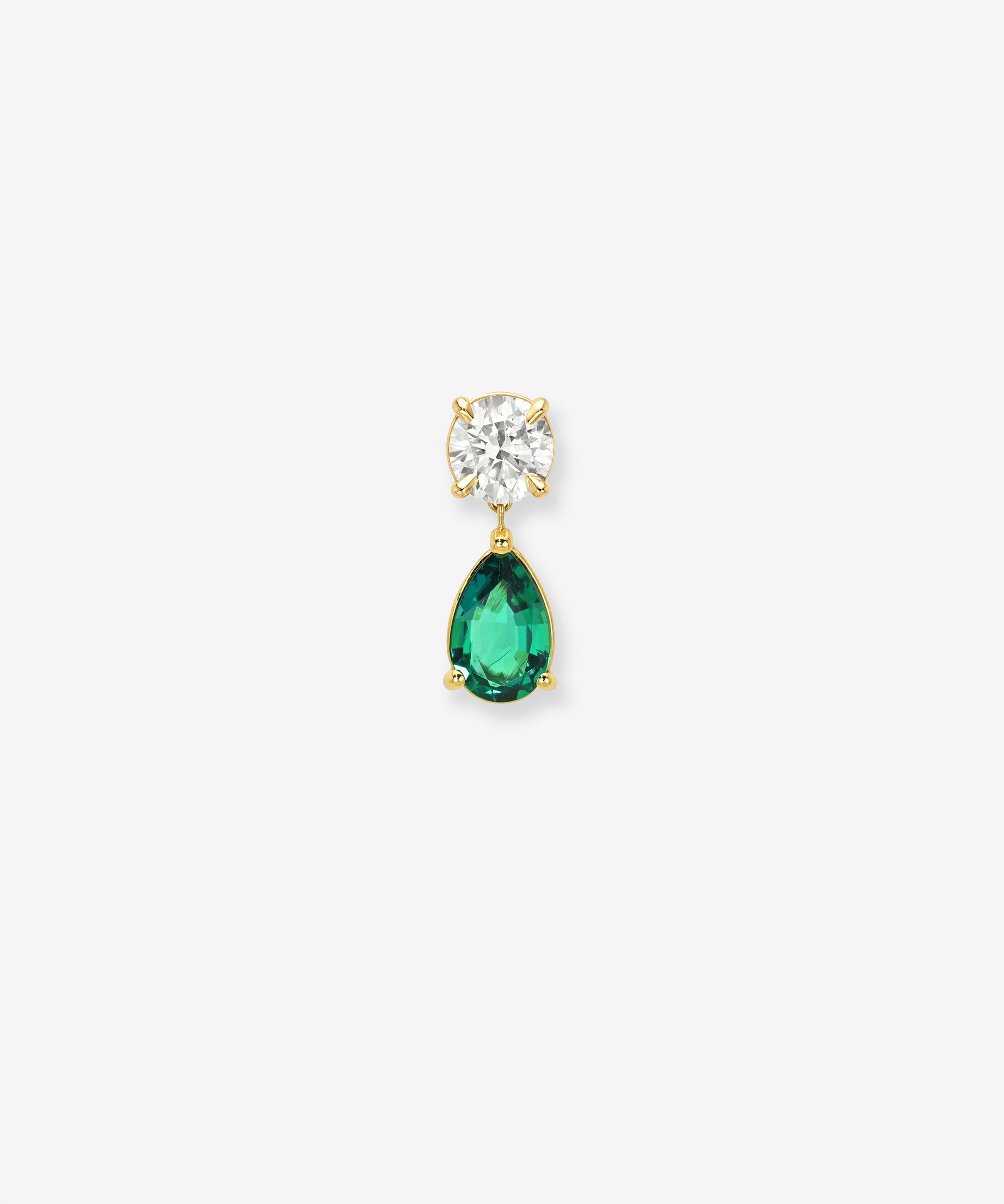 Lab Diamond and Natural Emerald Sapphire Pear Drop Stud Studs Zoe Lev Jewelry