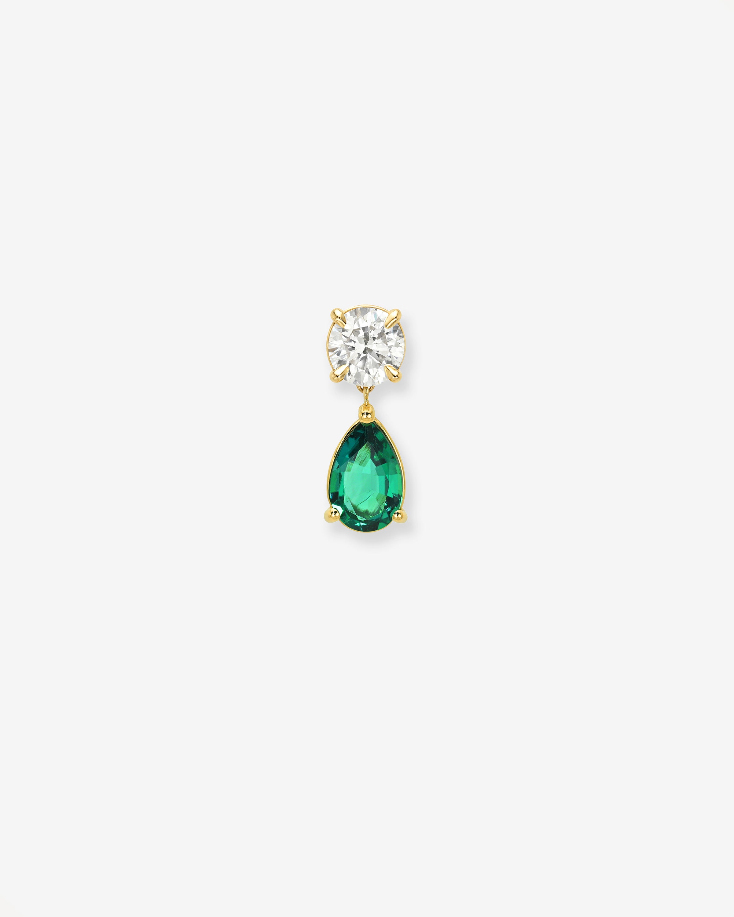 Lab Diamond and Natural Emerald Sapphire Pear Drop Stud Studs Zoe Lev Jewelry