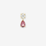 Lab Diamond and Natural Pink Tourmaline Pear Drop Stud Studs Zoe Lev Jewelry
