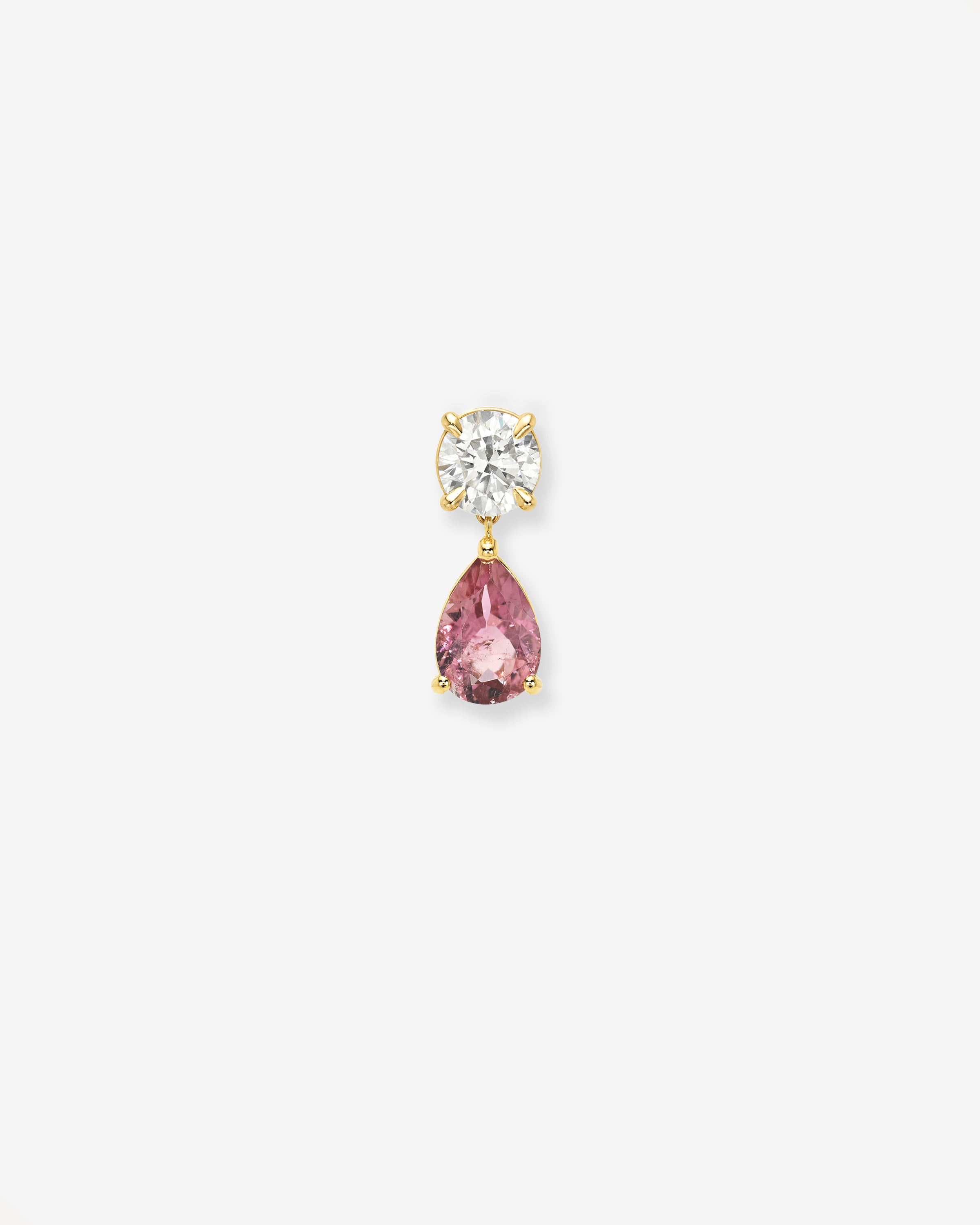 Lab Diamond and Natural Pink Tourmaline Pear Drop Stud Studs Zoe Lev Jewelry