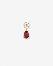 Lab Diamond and Ruby Pear Drop Stud Studs Zoe Lev Jewelry