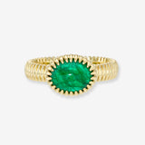 Lab Emerald Oval Fluted Ring - Size 7 SAMPLE SALE Zoe Lev Jewelry