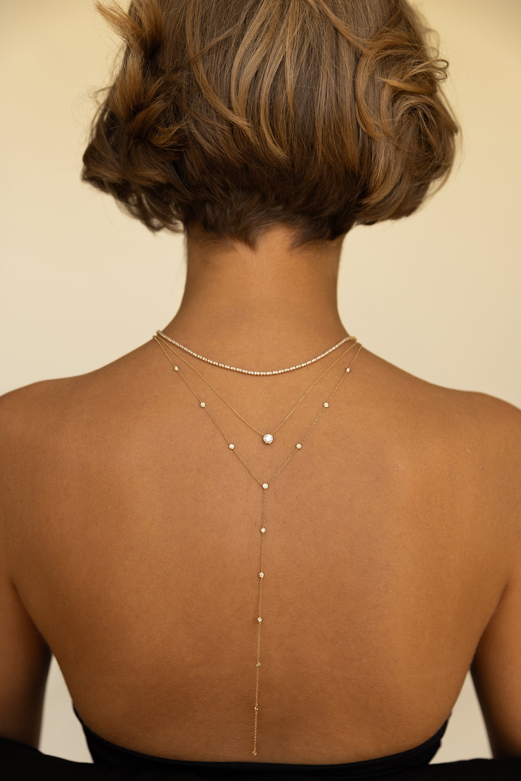 Bezel Diamond Station Lariat Necklace Zoe Lev Jewelry