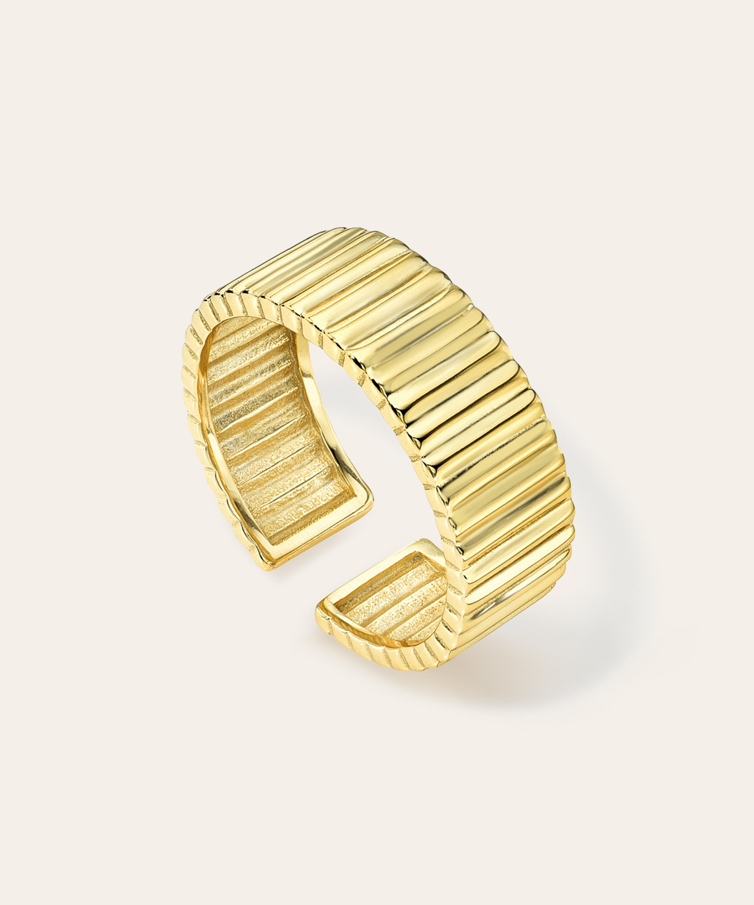 Large Ribbed Ring Vermeil Zoe Lev Jewelry